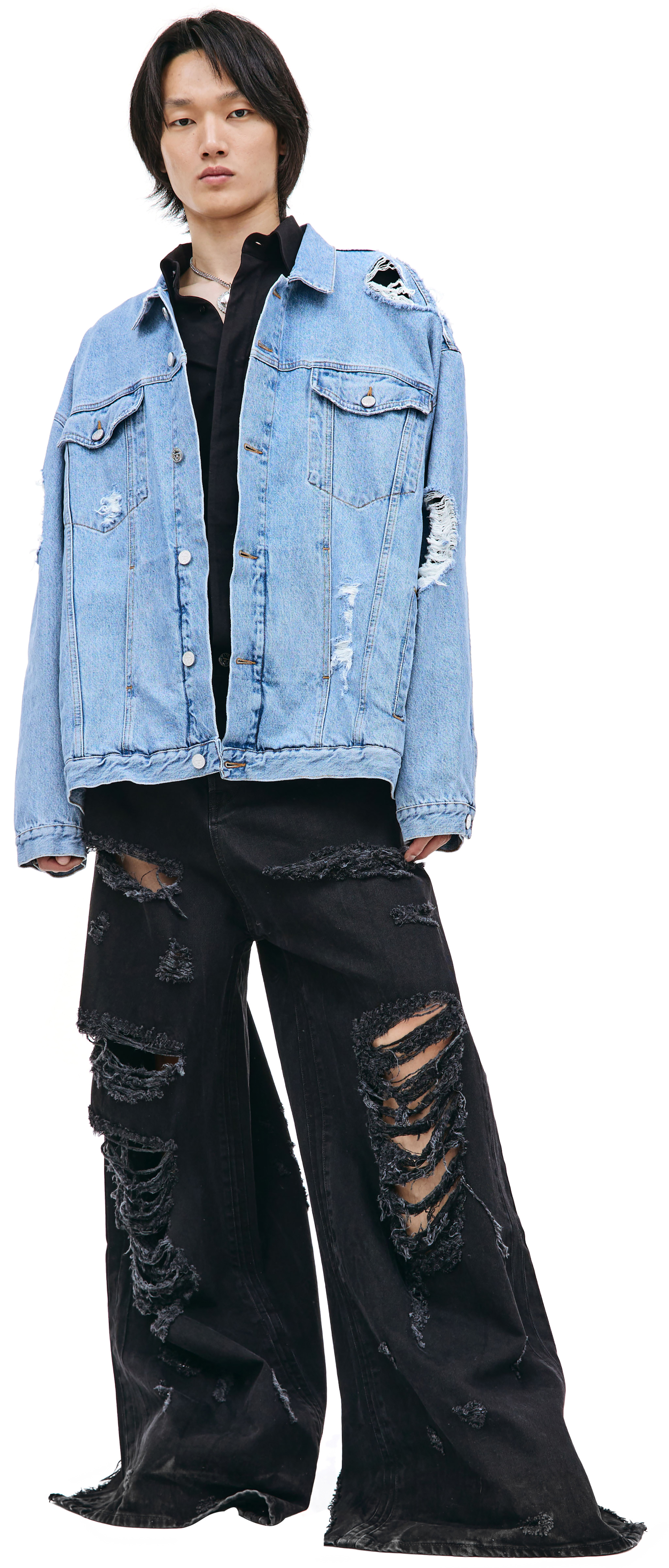 VETEMENTS Distressed denim jacket