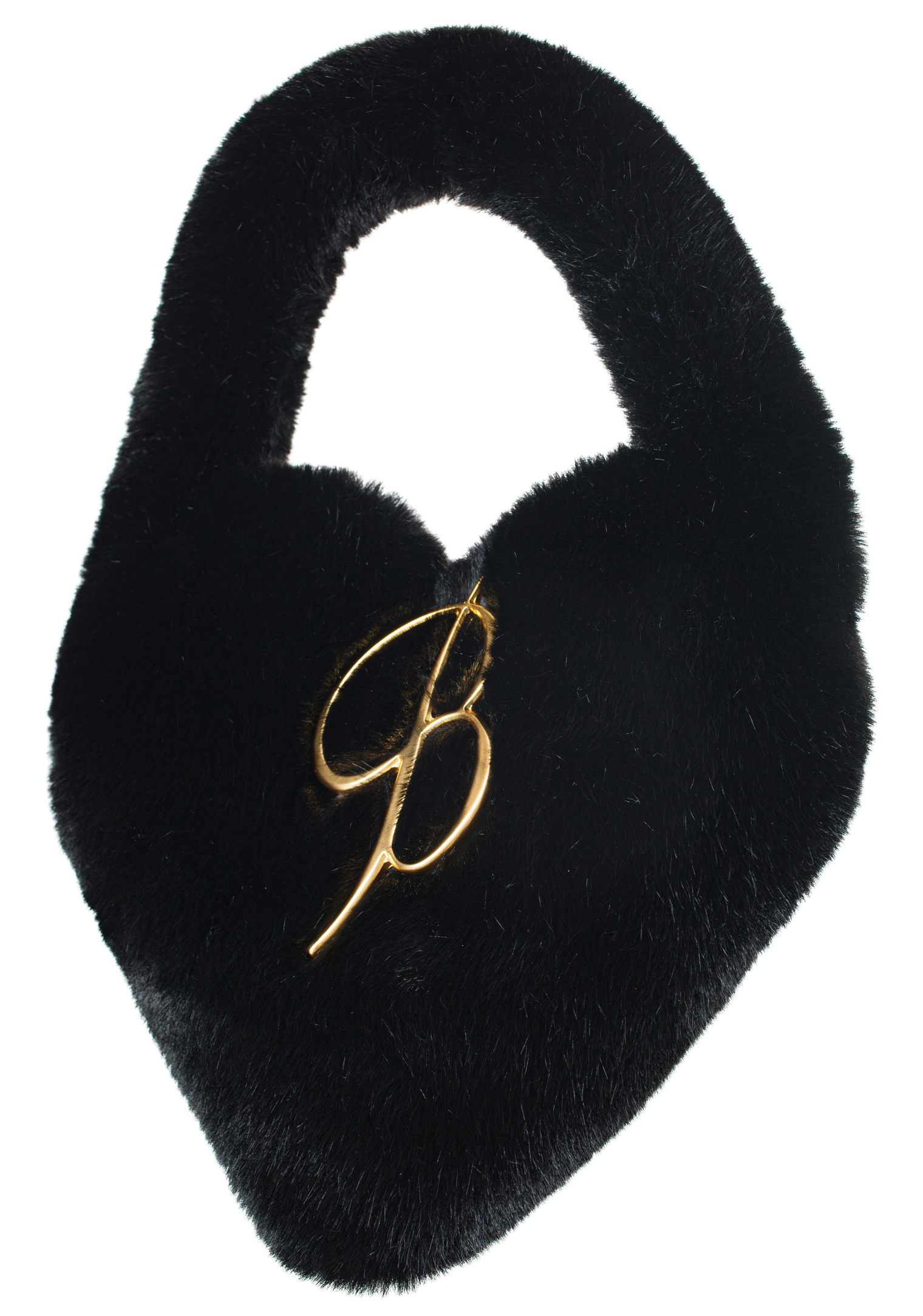 Blumarine Black Faux-fur Heart Bag