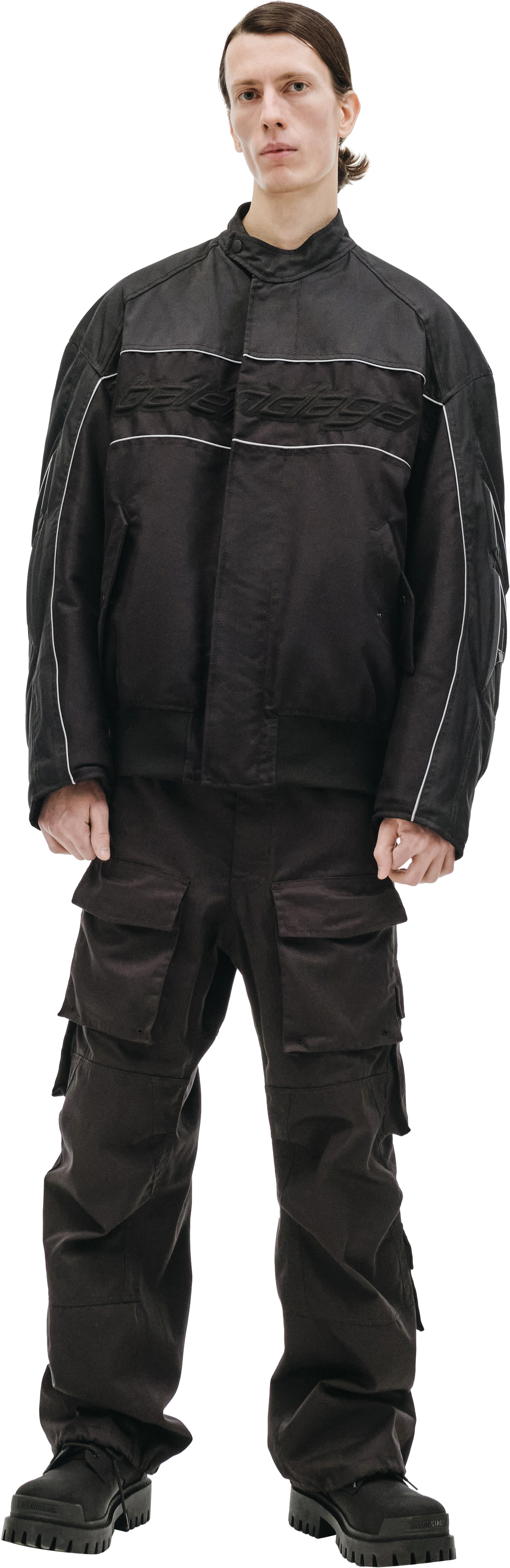 Buy Balenciaga men black motorcycle jacket for $2,046 online on