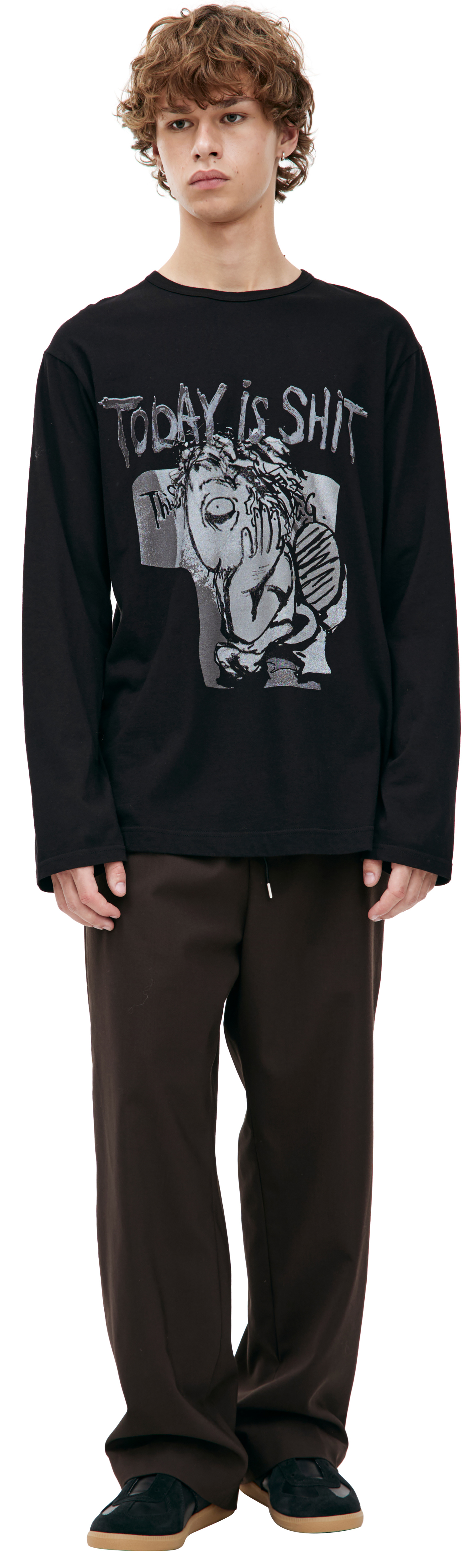 Yohji Yamamoto Black Printed Longsleeve