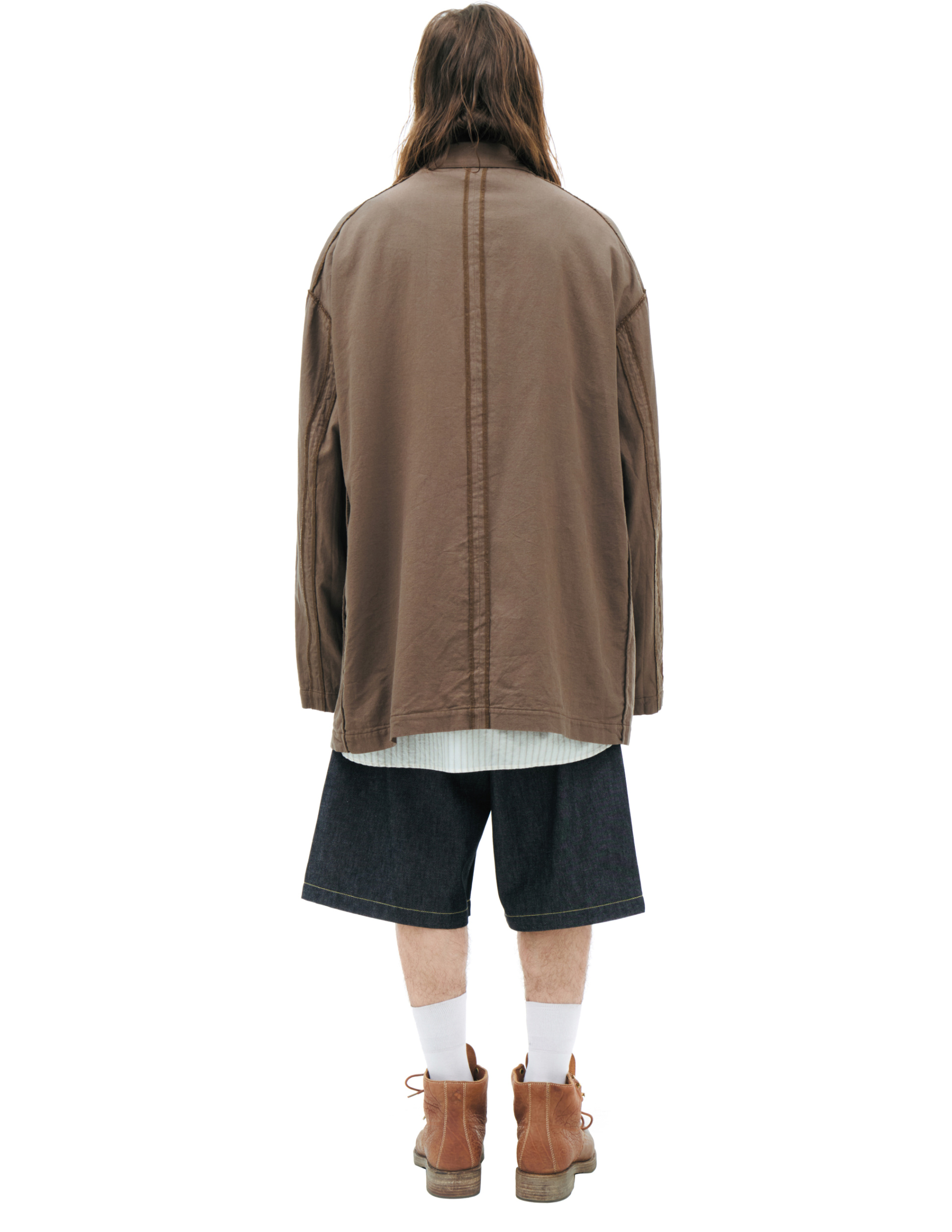 Undercover Пиджак-UP1F4103 oversize с накладными карманами, отделка швами, две пуговицы, коричневый