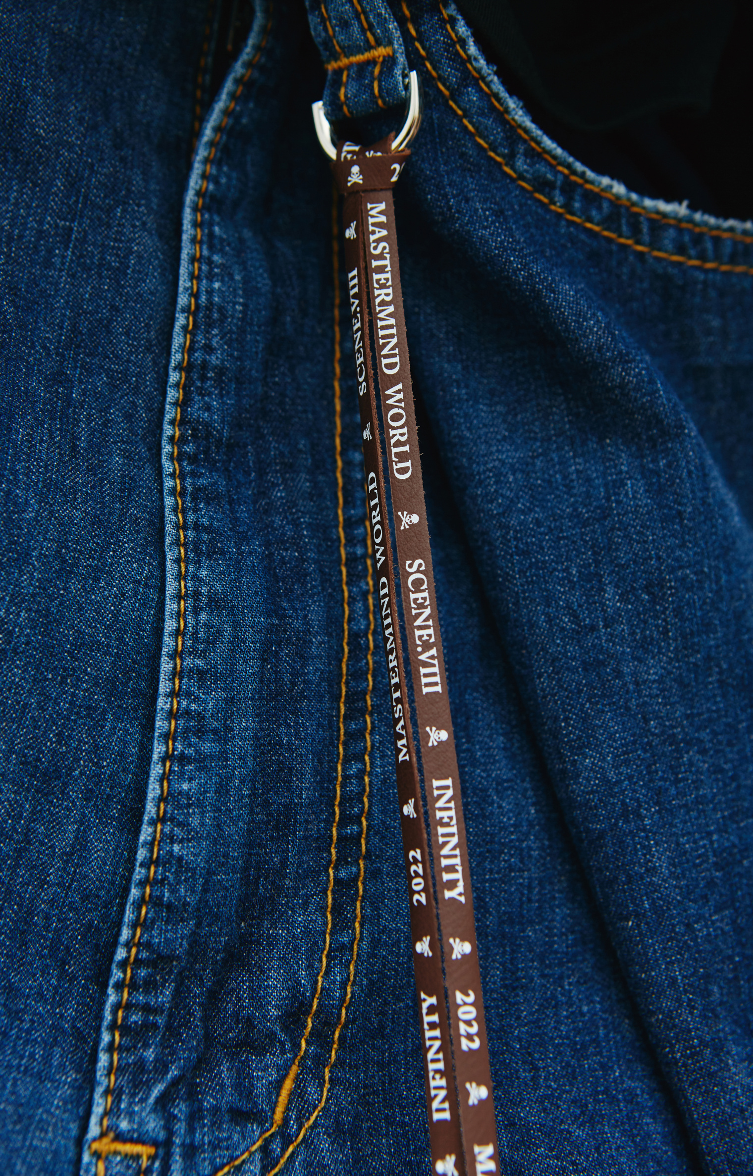 Mastermind WORLD Logo print denim shorts