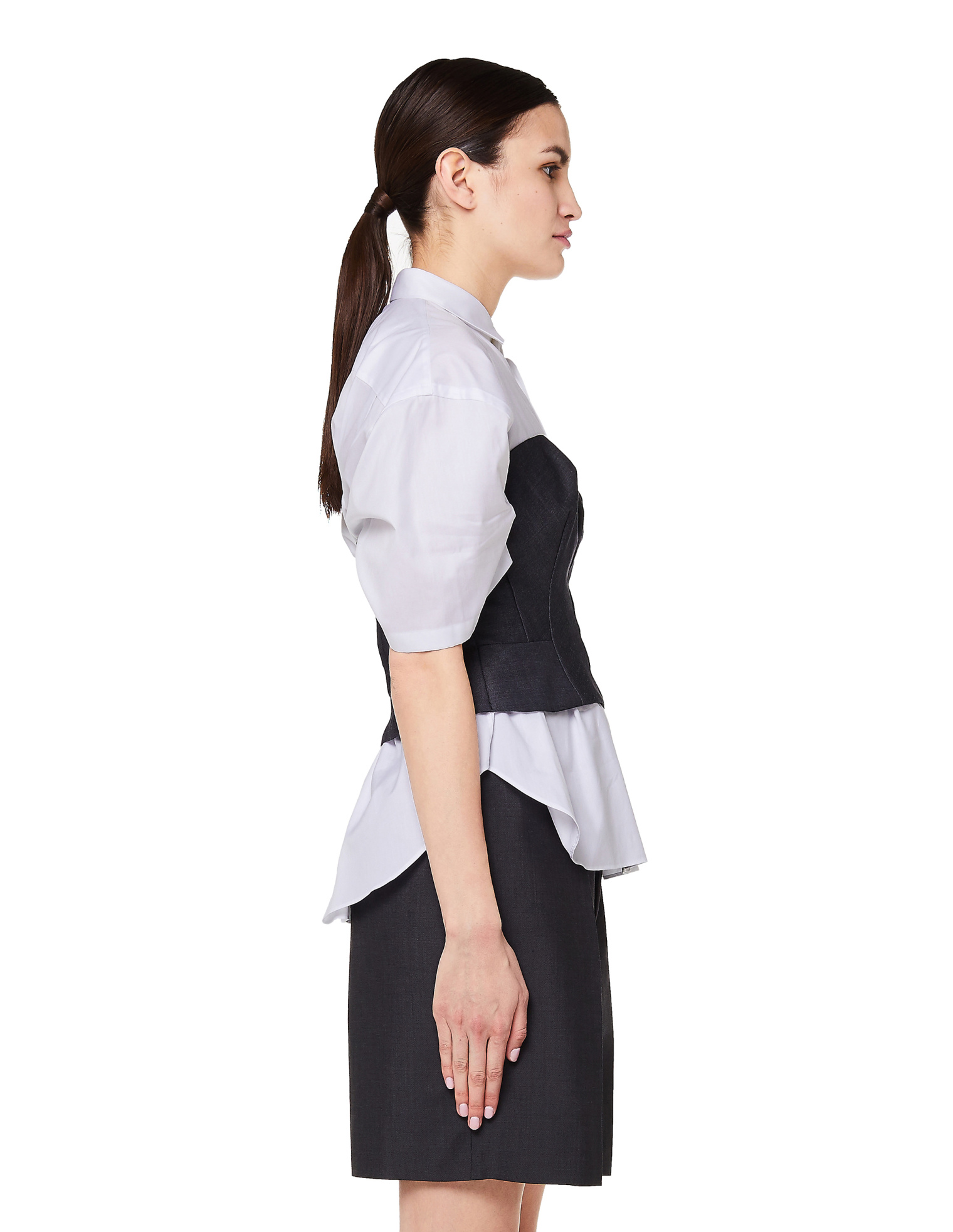 Junya Watanabe White Blouse with Herringbone Corset