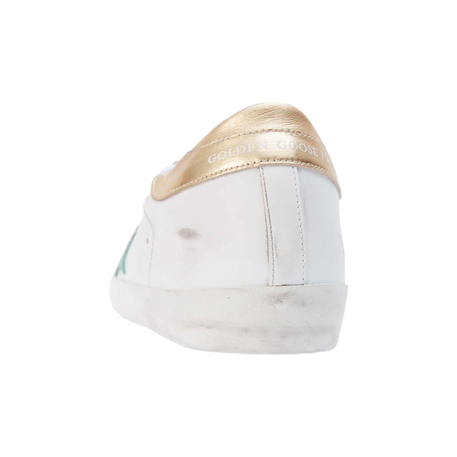 Golden Goose White & Green Superstar Sneakers