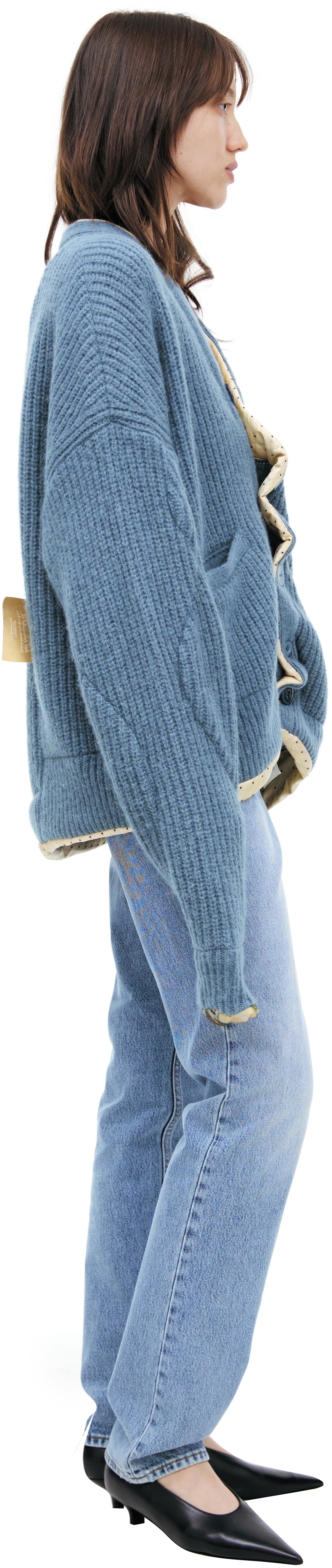 Undercover Кардиган-UC2E1902 с подкладом,косые швы,много пуговиц,вязанный,голубой