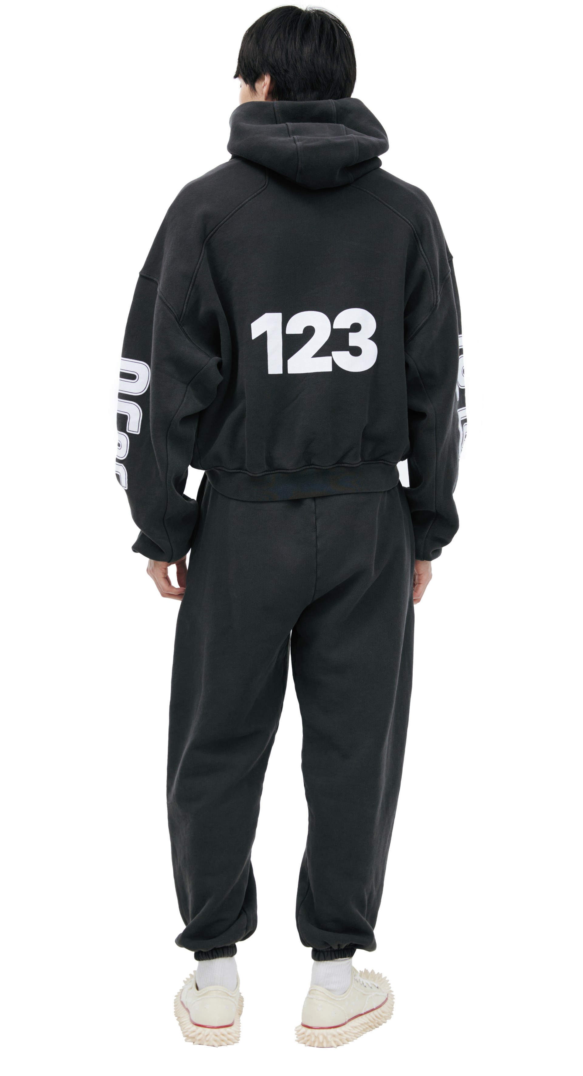 RRR123 Black printed hoodie