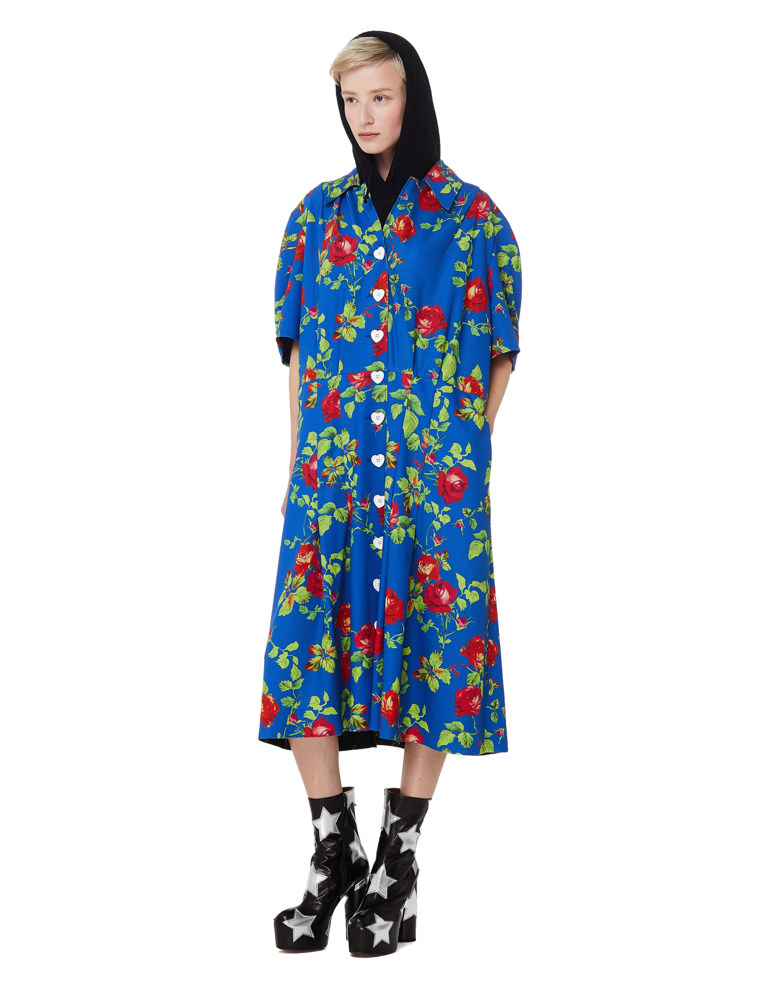 VETEMENTS Anarchy Hooded Flower Printed Dress