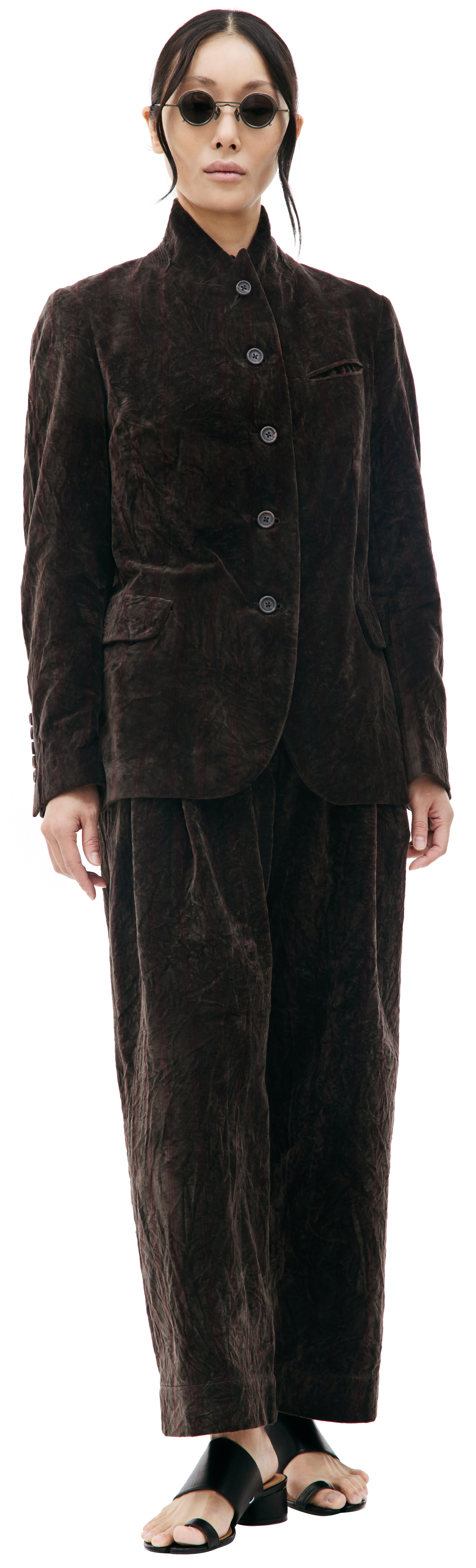 Ziggy Chen Velveteen stand collar blazer