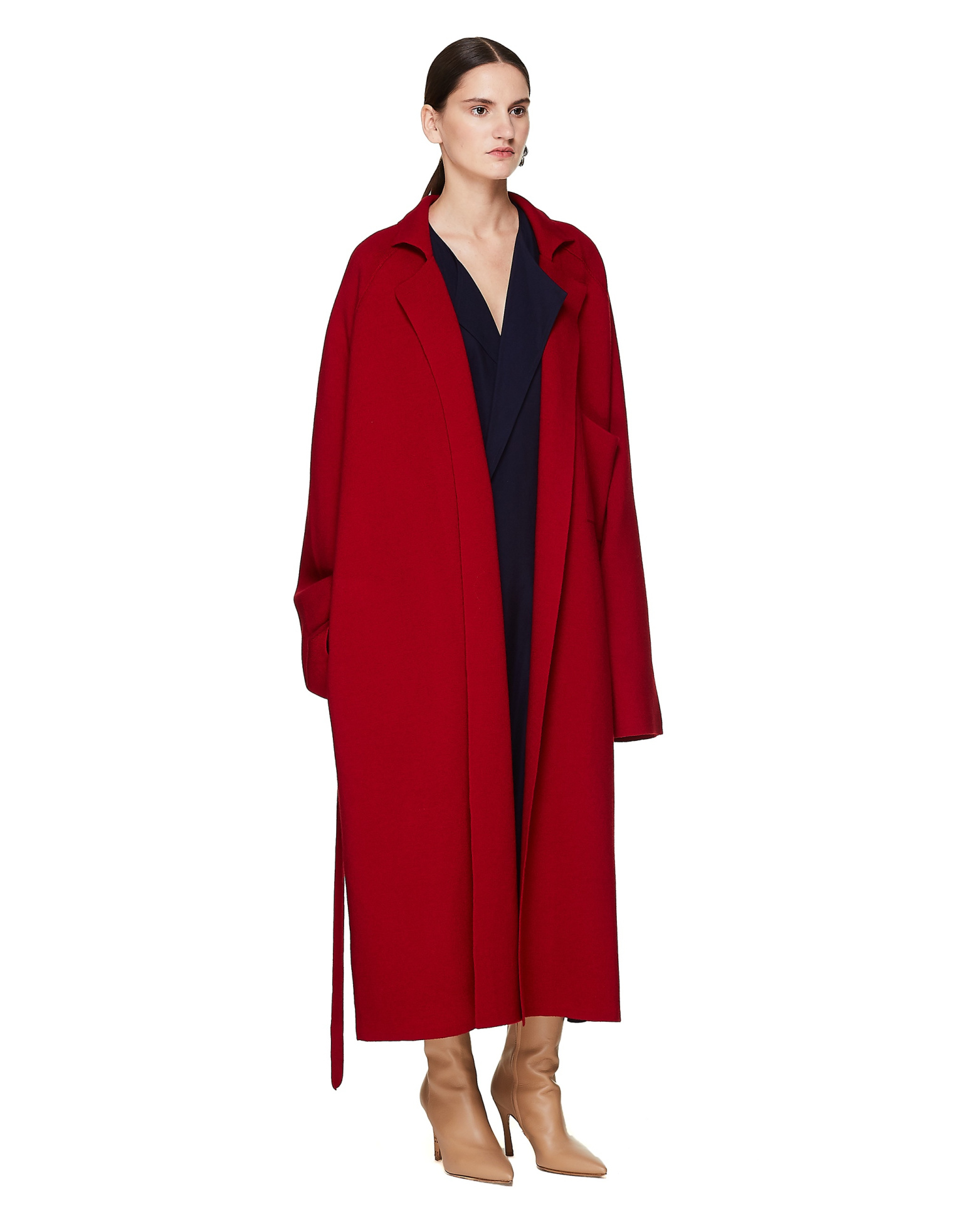 Haider Ackermann Red Knitted Wool & Cashmere Coat