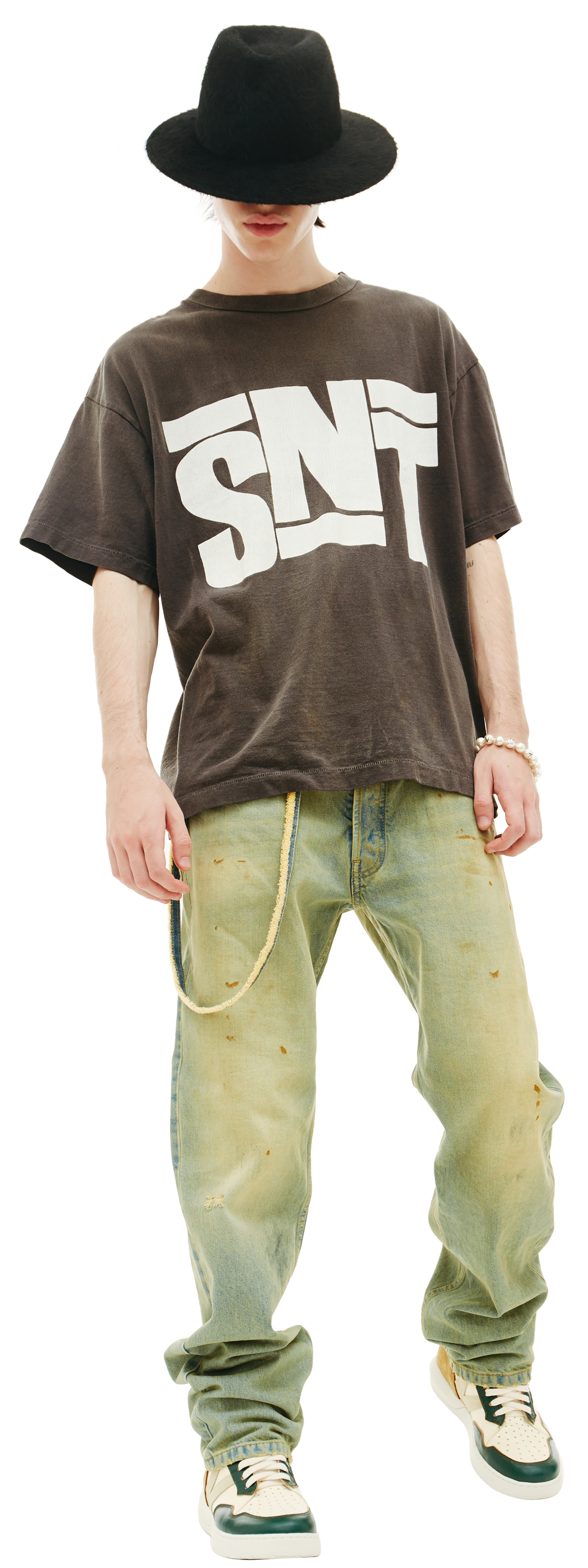 Saint Michael Выцветшая футболка с принтом SNT