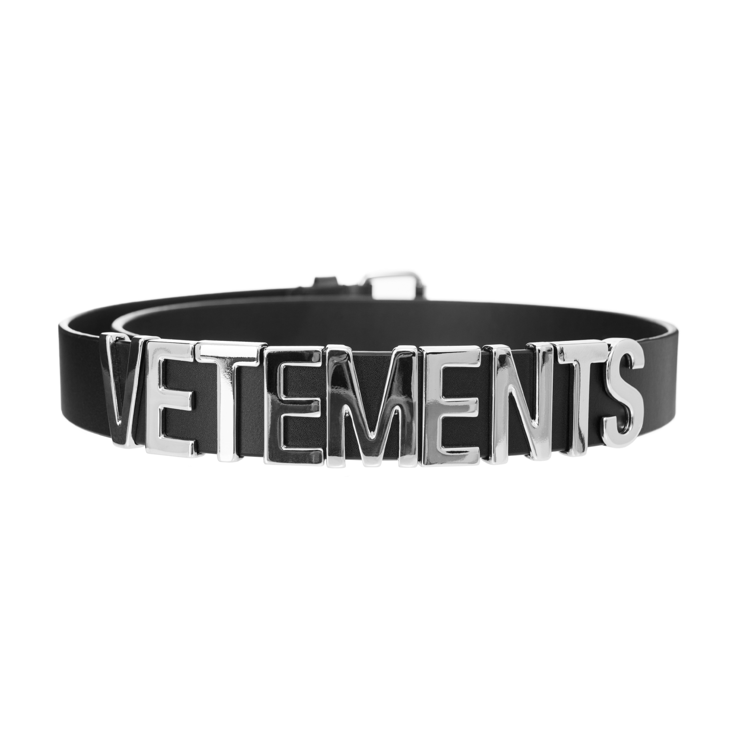 VETEMENTS Black leather belt with logo