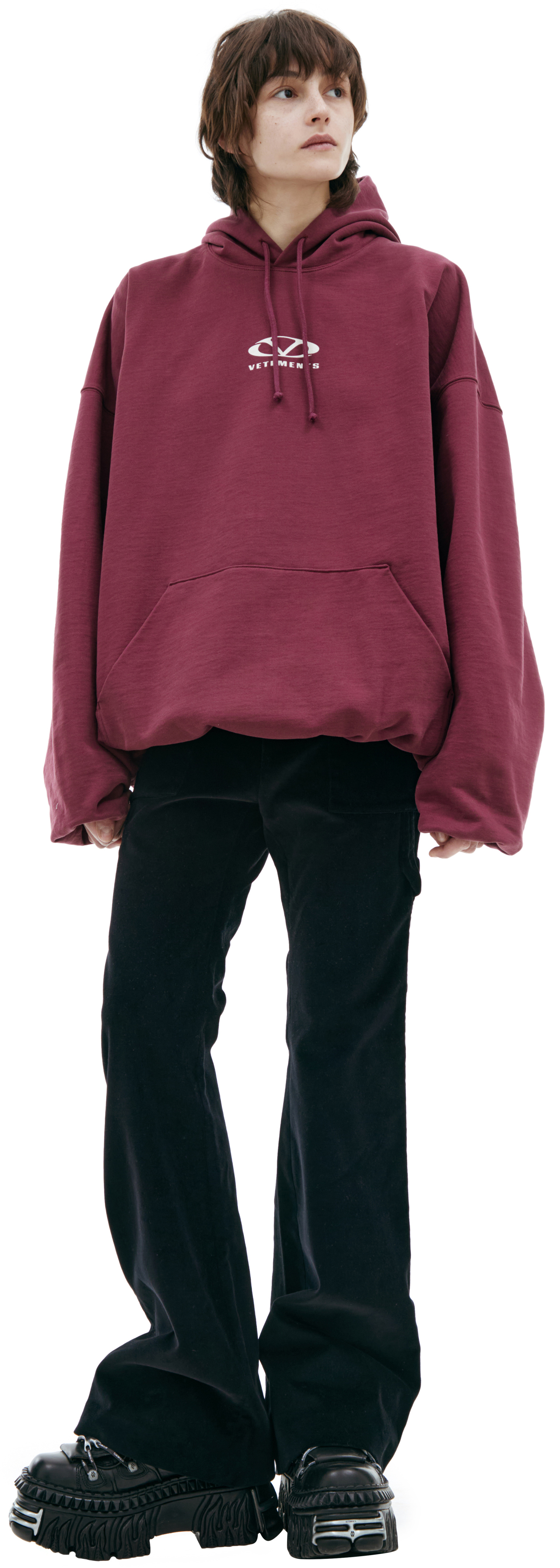 VETEMENTS Burgundy print hoodie