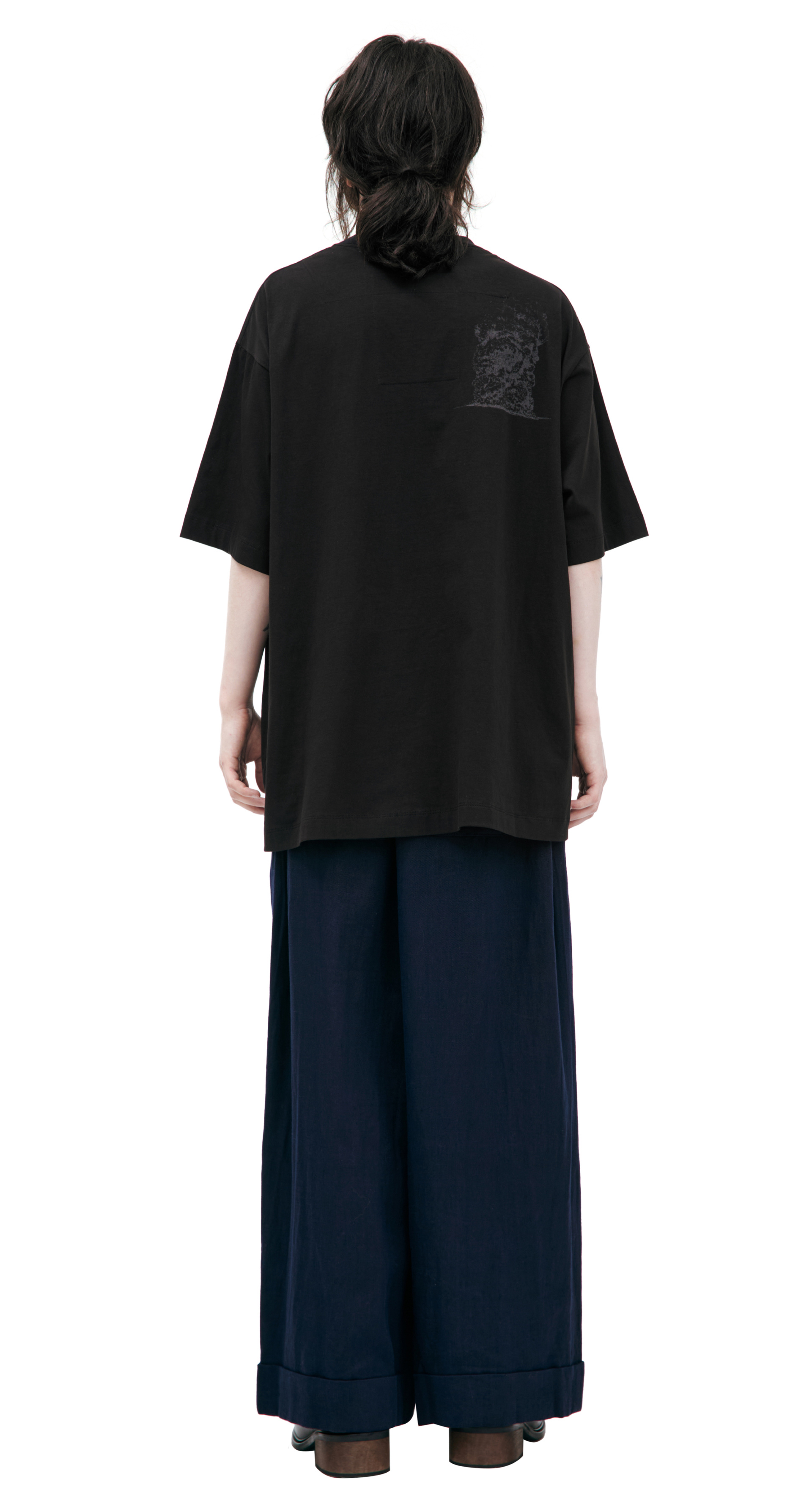 Ziggy Chen Футболка-0M2520209 принт дым на спине, оверсайз, черн