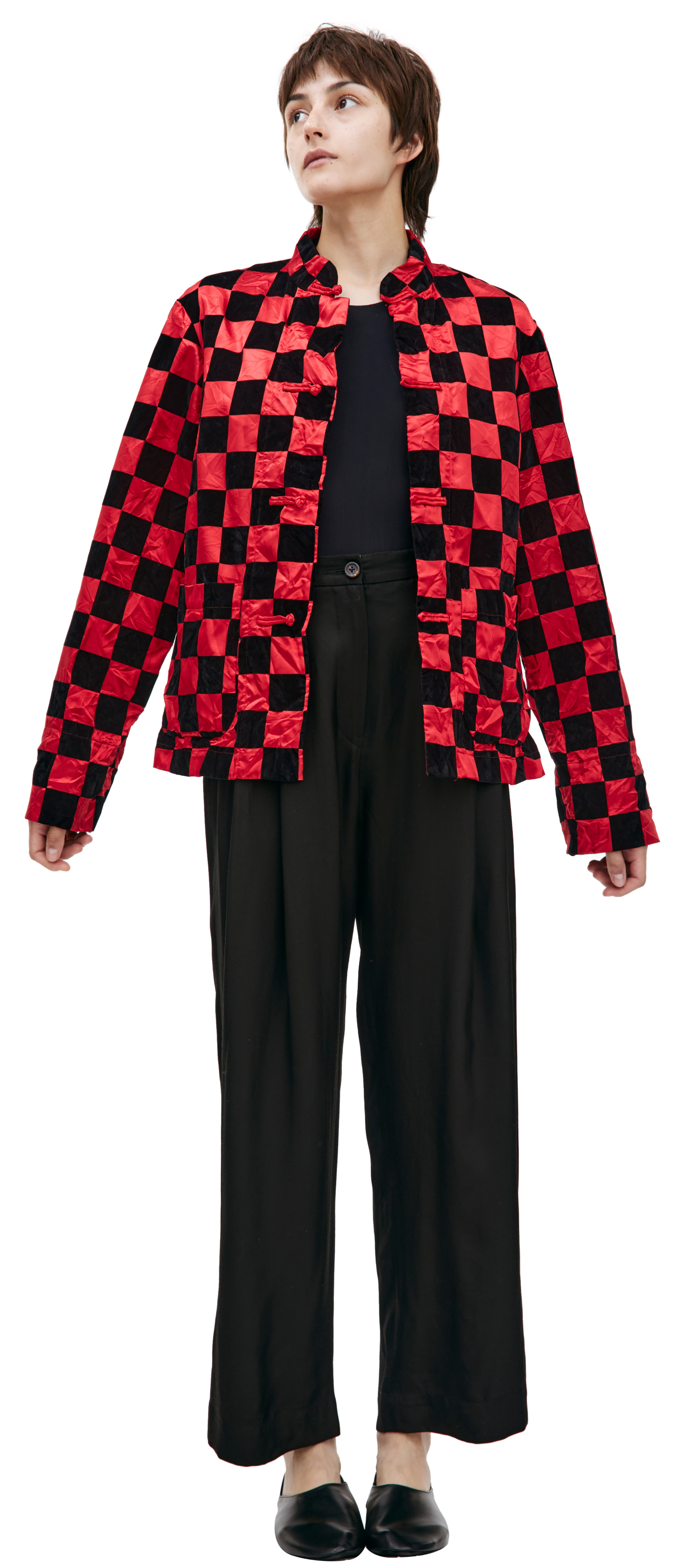 Comme des Garcons Checkered jacket with stand-up collar