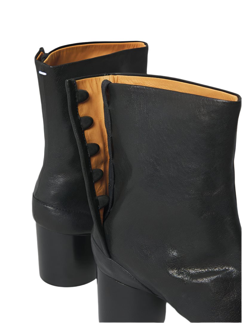 Maison Margiela Обувь-S58WU0246/P3753/T8013 кожаные ботильоны таби, средний каблук и застежка на молнии, черные