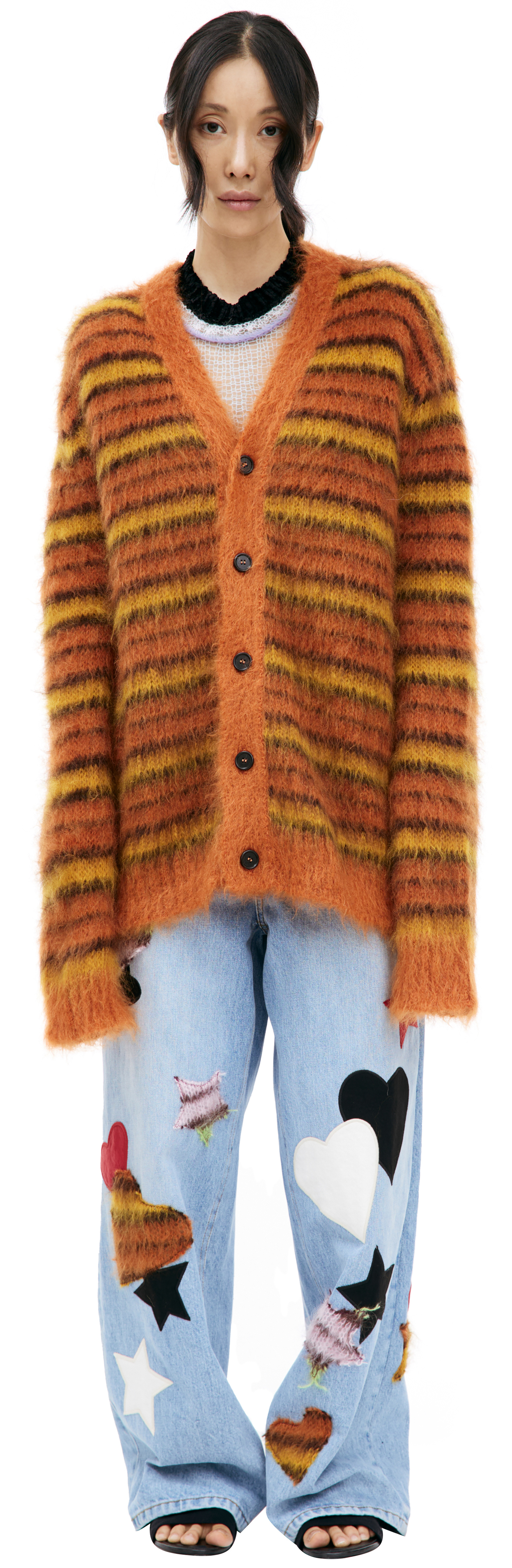 Marni Orange striped cardigan