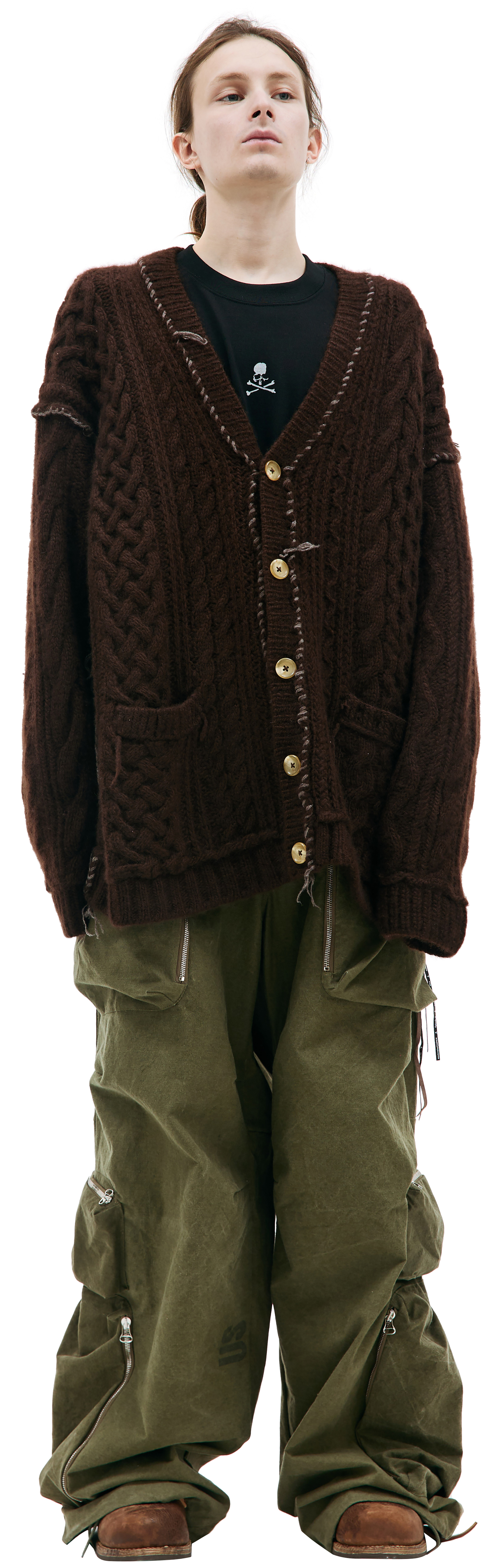 Mastermind WORLD Brown cashmere cardigan