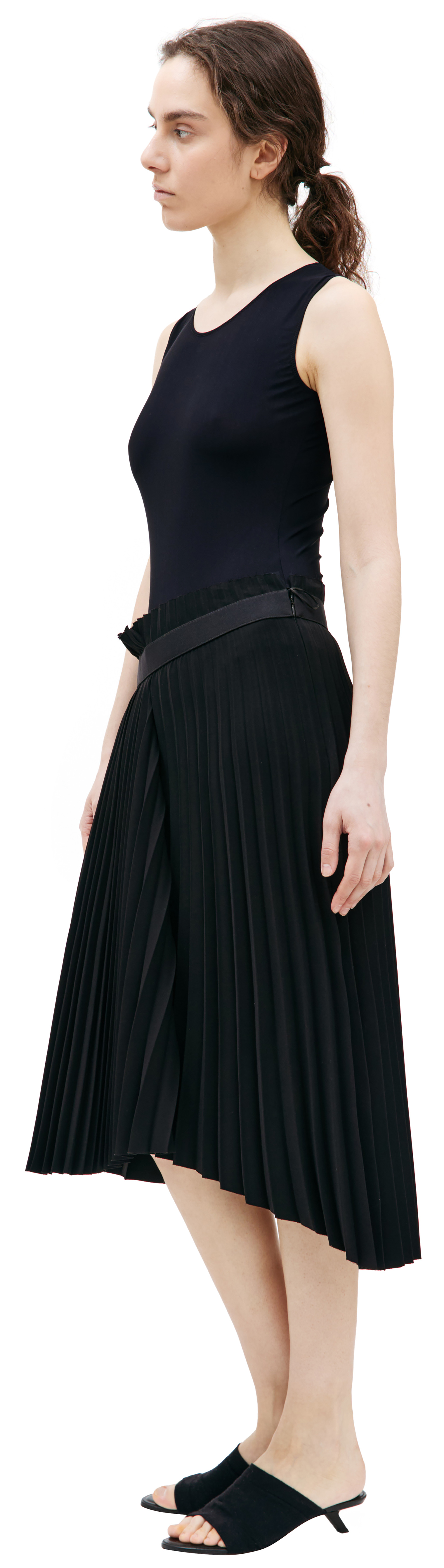 Balenciaga Fancy Black Pleated Skirt