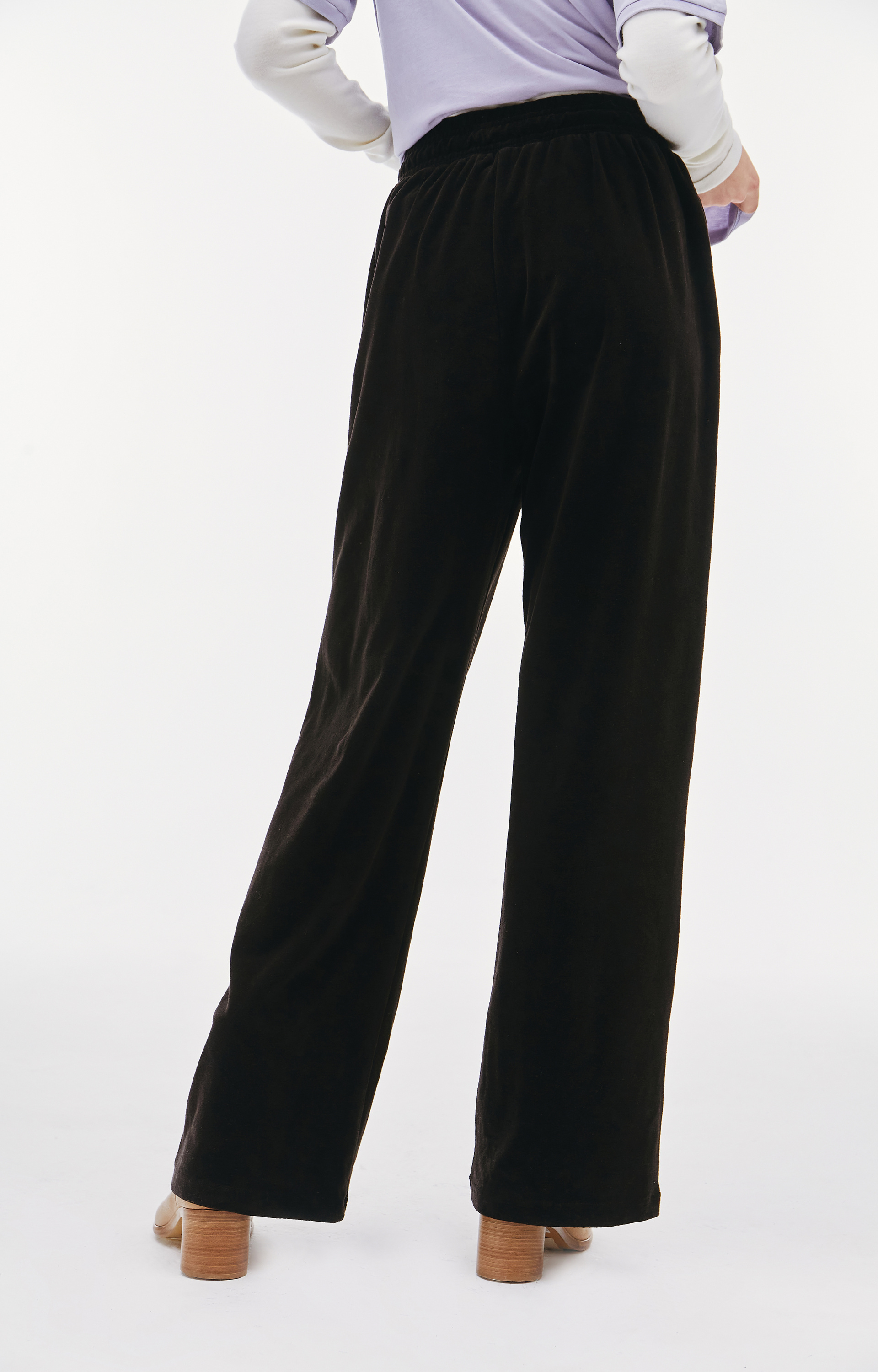 Vojettes Black & Green Embroidered Velvet Trousers