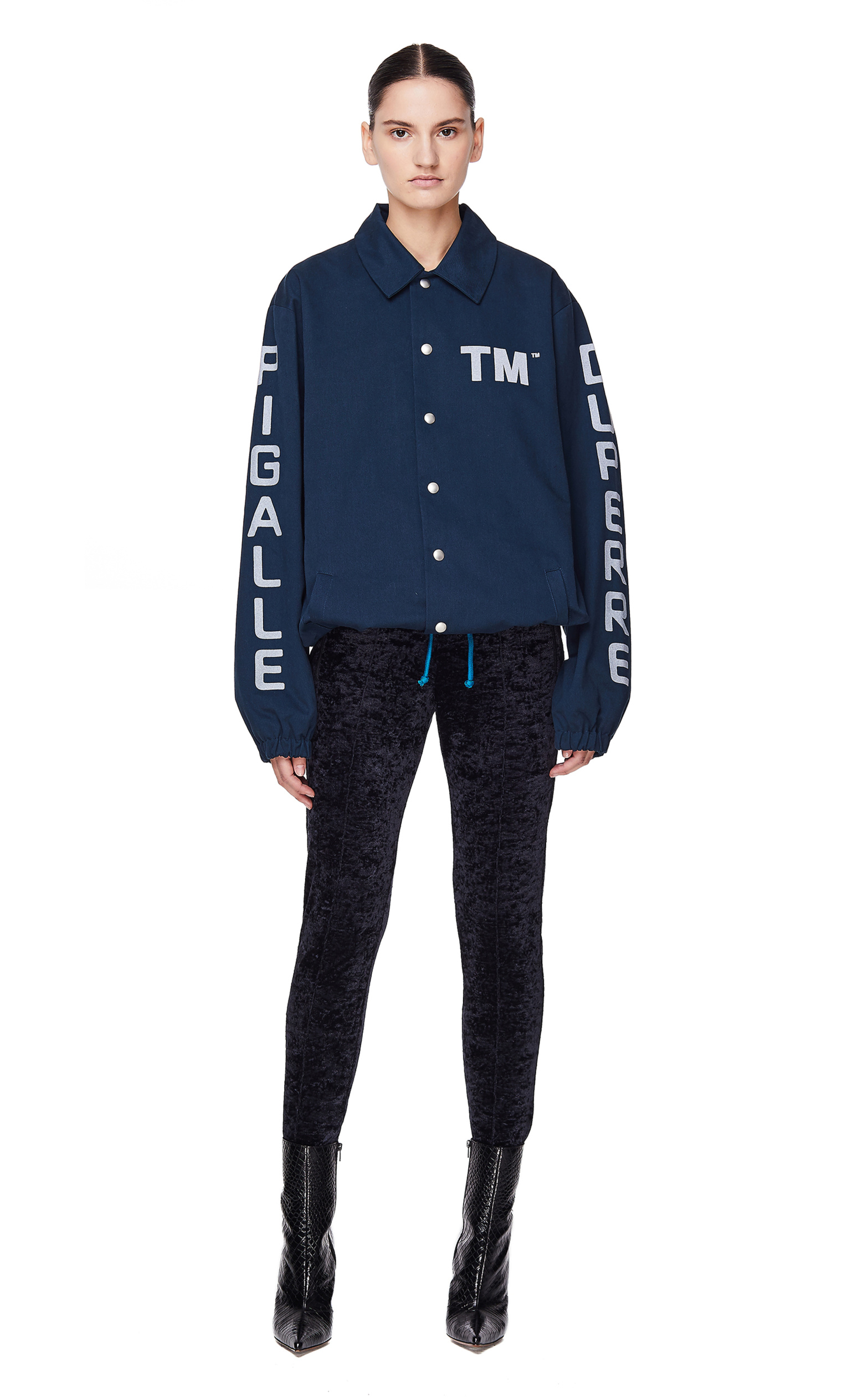 Pigalle Navy Blue Cotton TM Coach Jacket