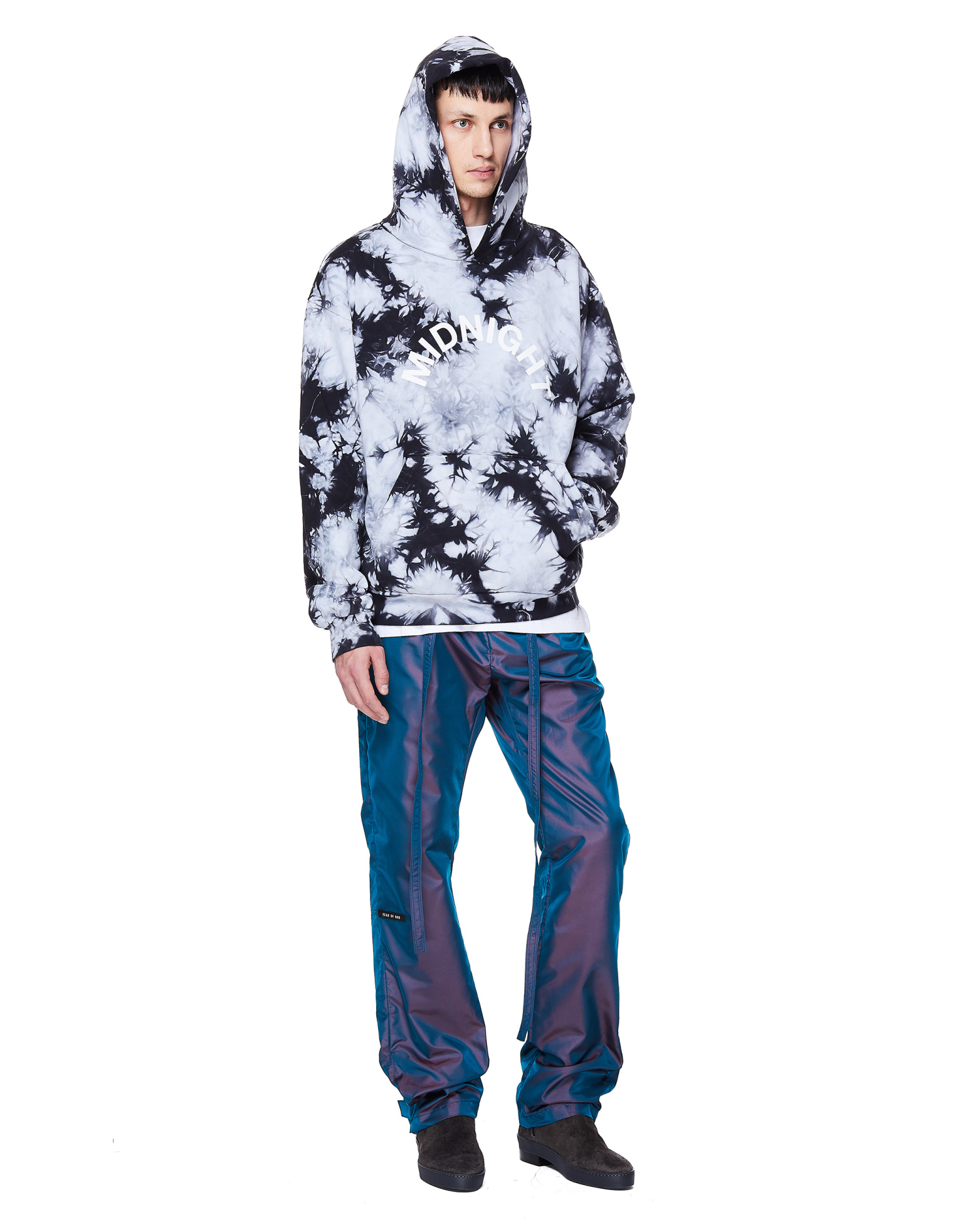 Midnight Studios Black Cotton Tie-Dye Logo Hoodie