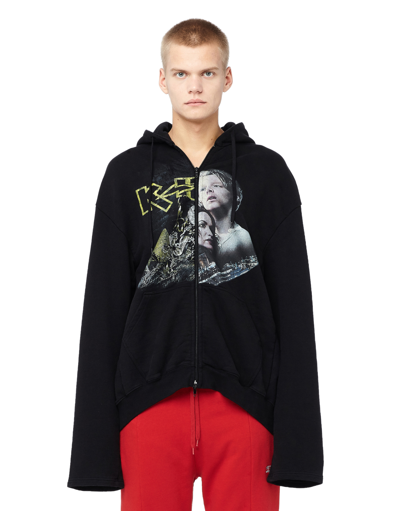 VETEMENTS Titanic Print Cotton Zip Up Hoodie