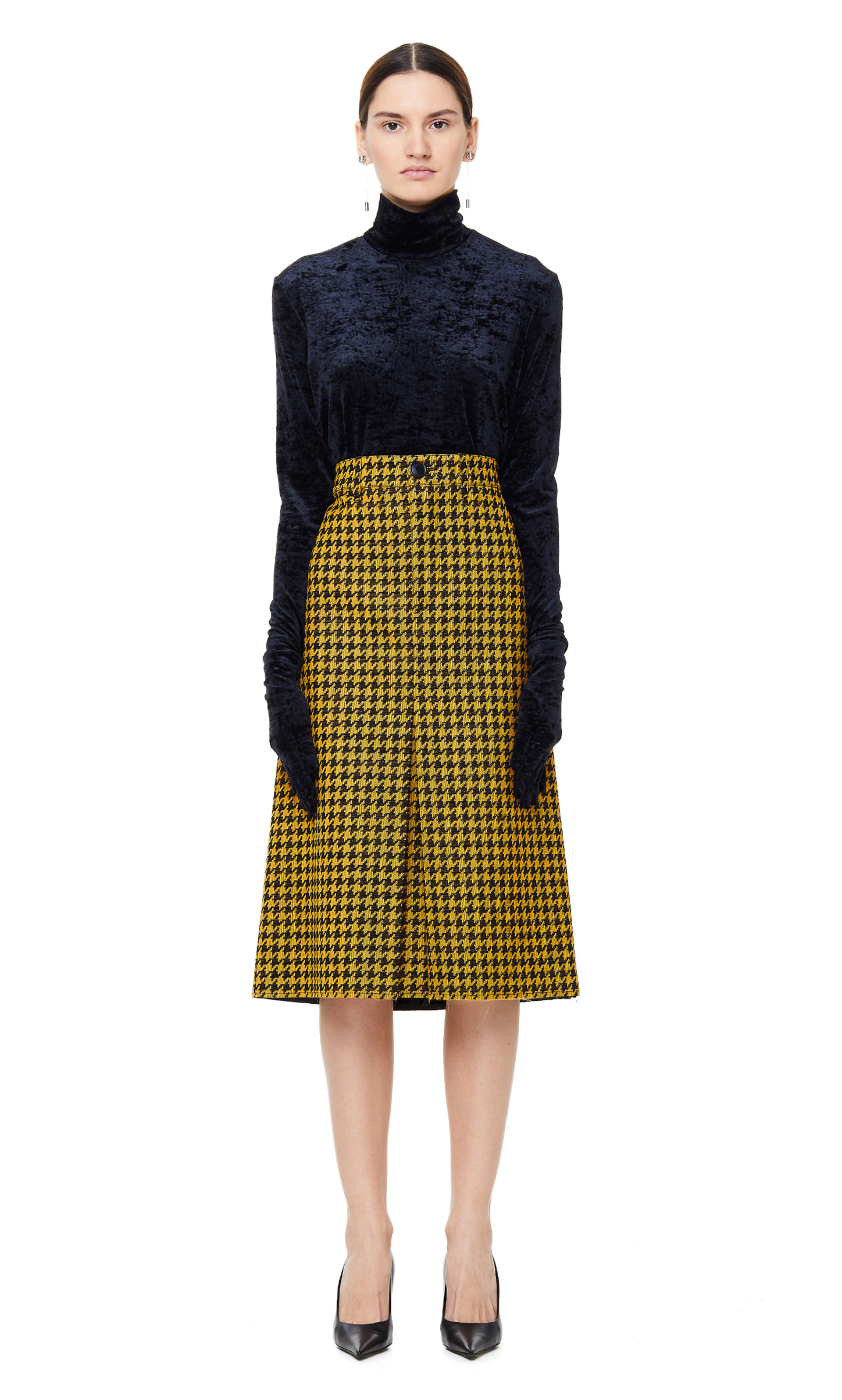 Balenciaga Wool Checked Pencil Skirt