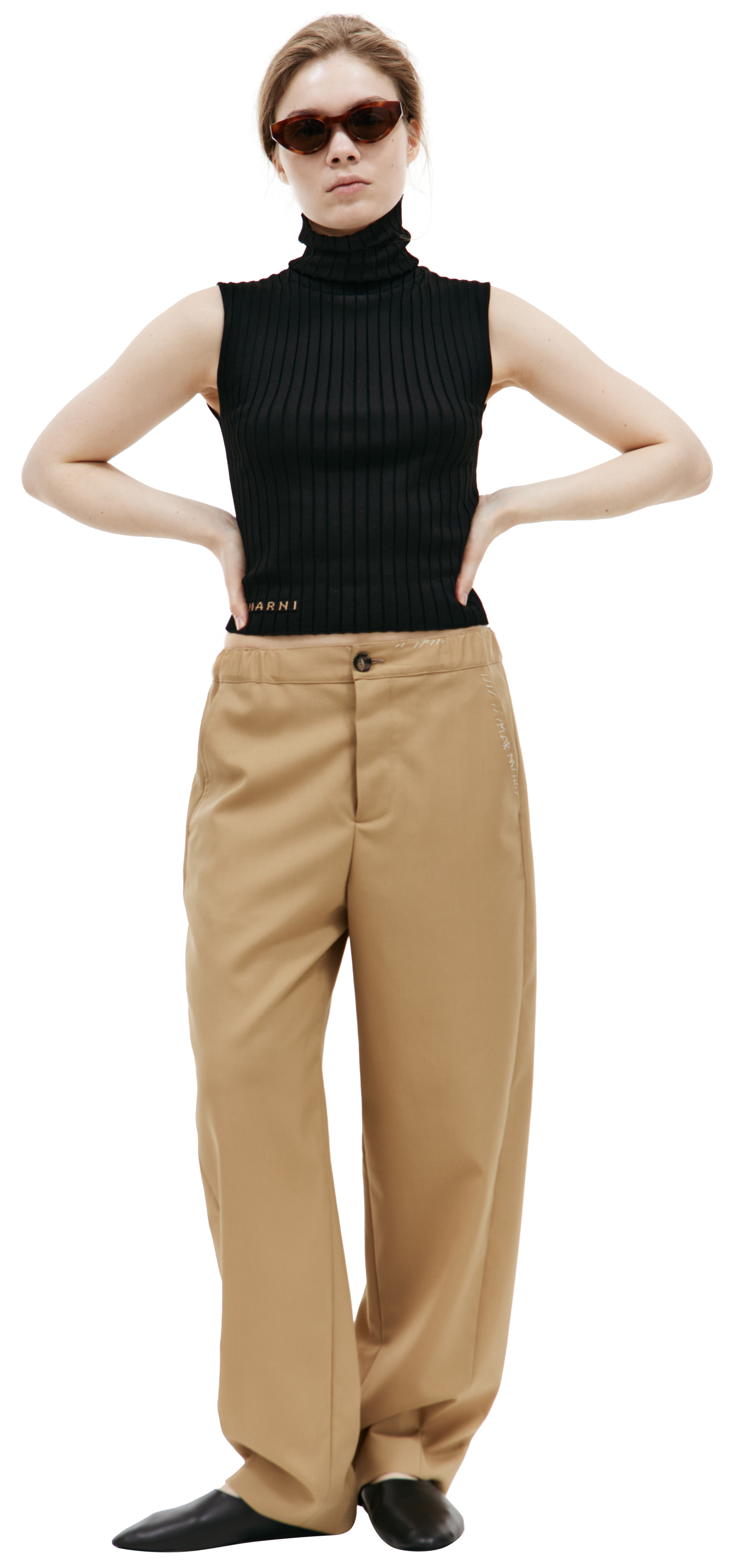 Marni Beige loose-fitting trousers