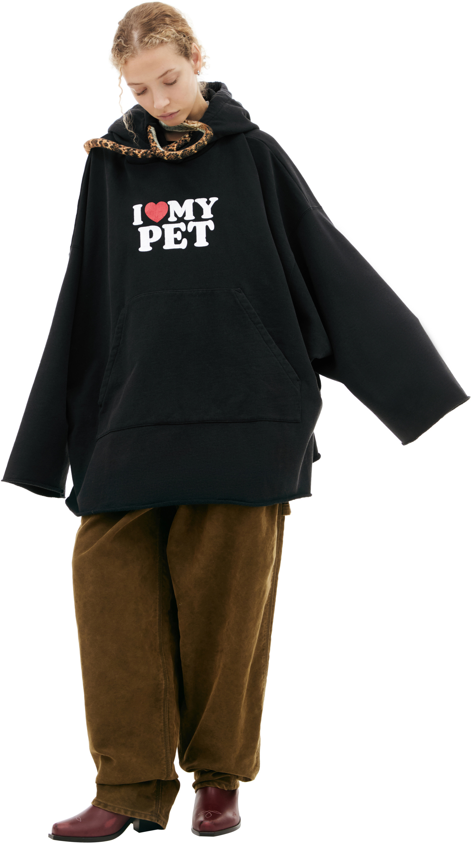 Buy Doublet women black 'i love my pet' hoodie with snake for €465