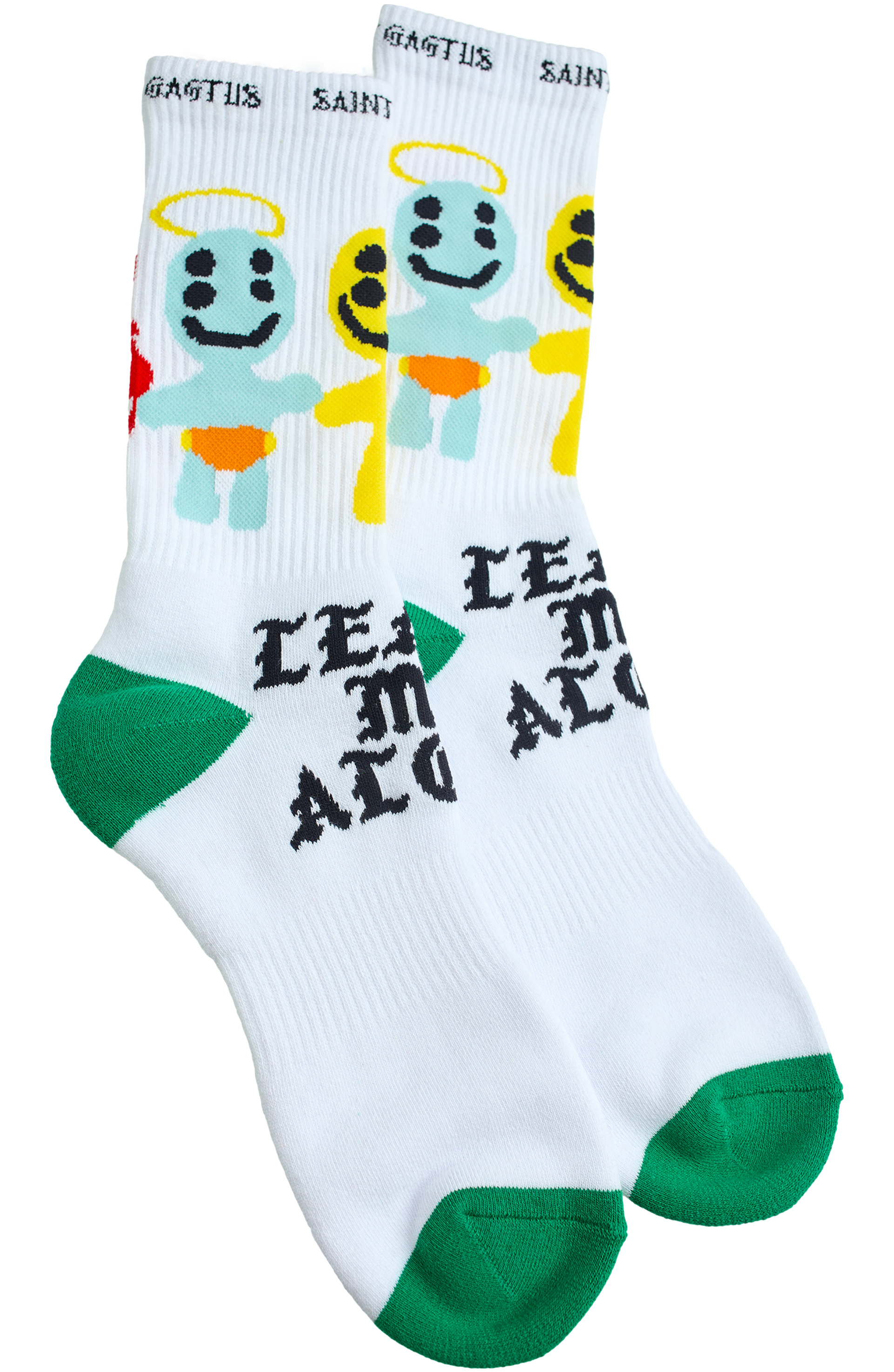 Saint Mxxxxxx White print socks