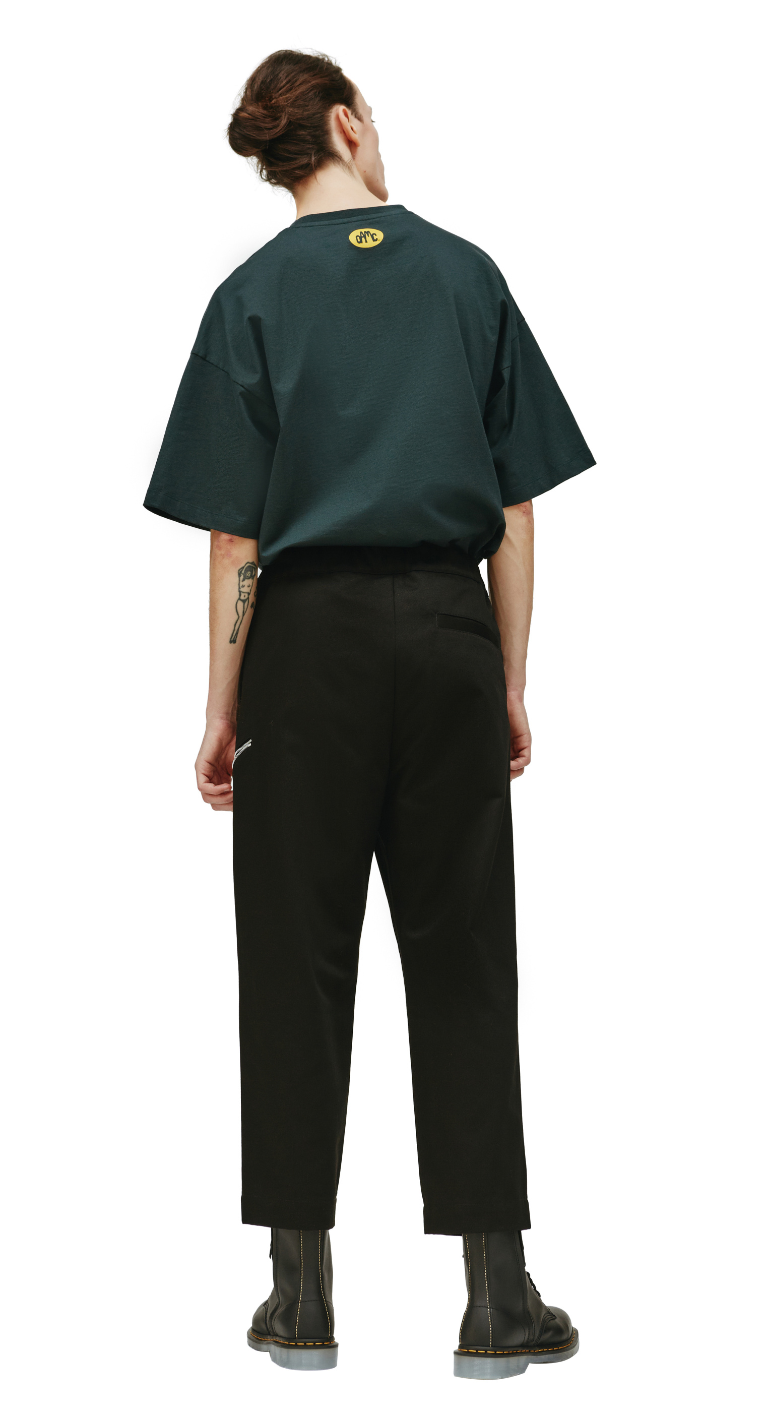 Buy OAMC men black сropped trousers with belt for $480 online on 