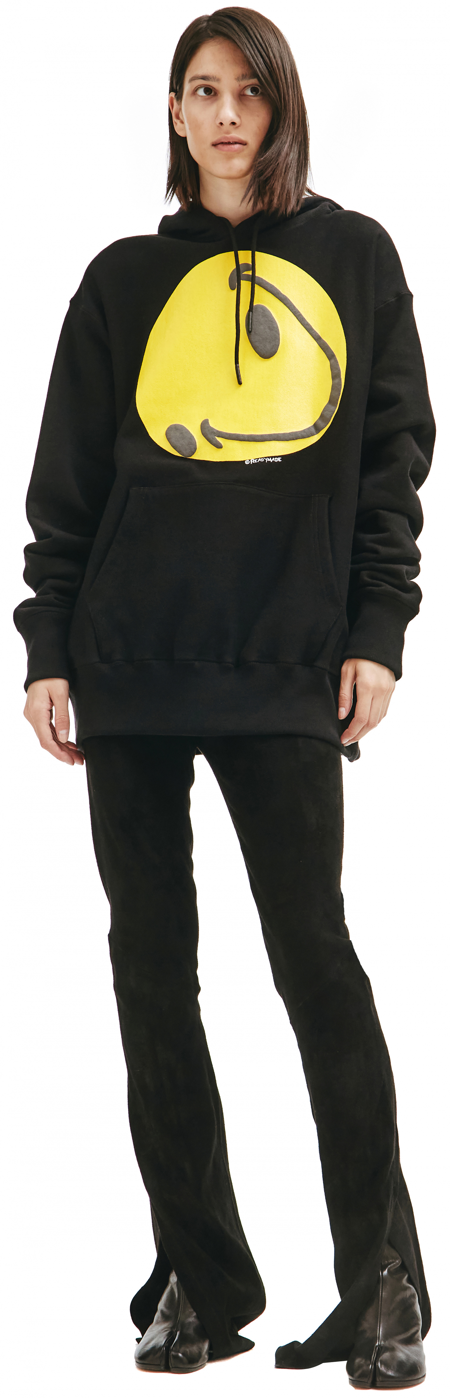 Buy Readymade women black cotton distruction hoodie for $490