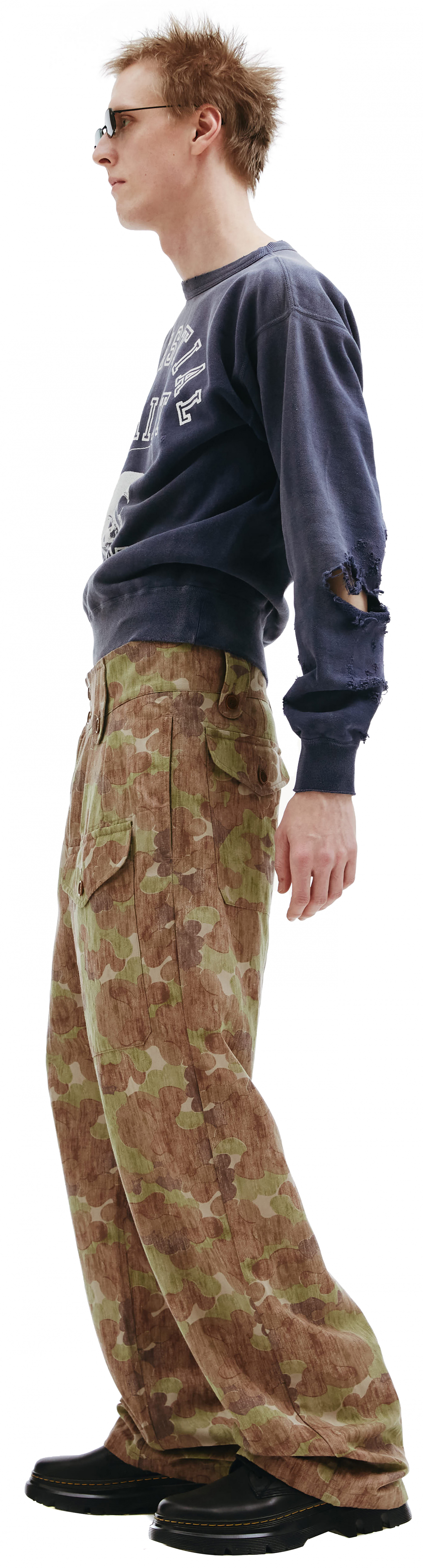 Buy visvim men khaki coronel camo trousers with patch pockets for