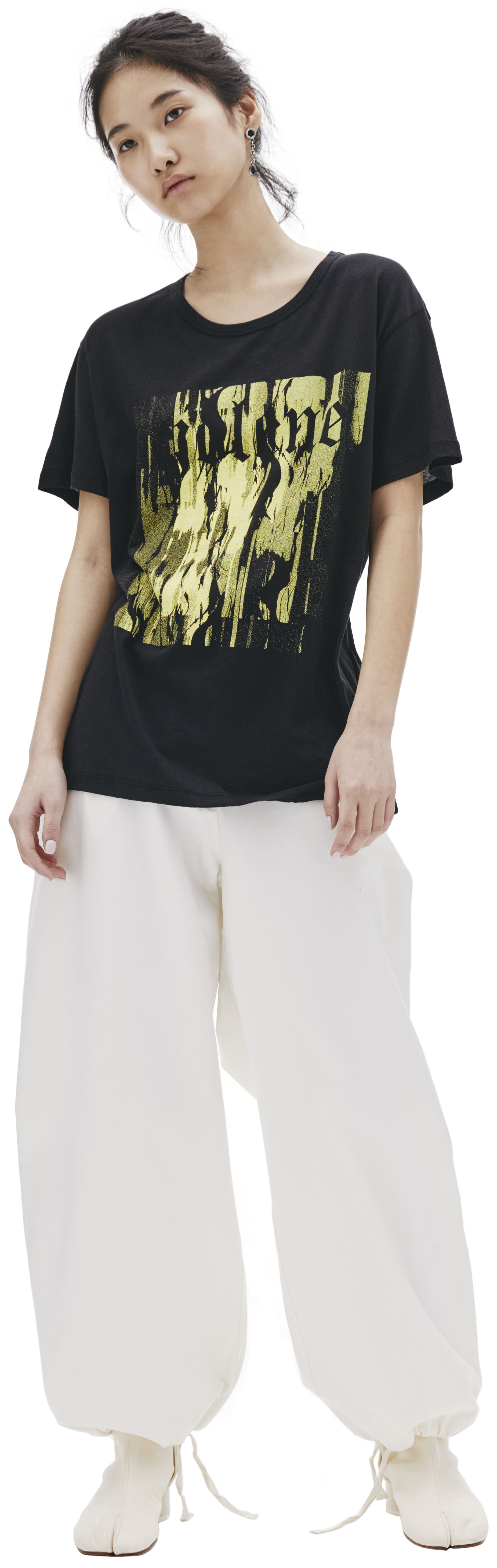 Ann Demeulemeester Black Printed Cotton T-Shirt