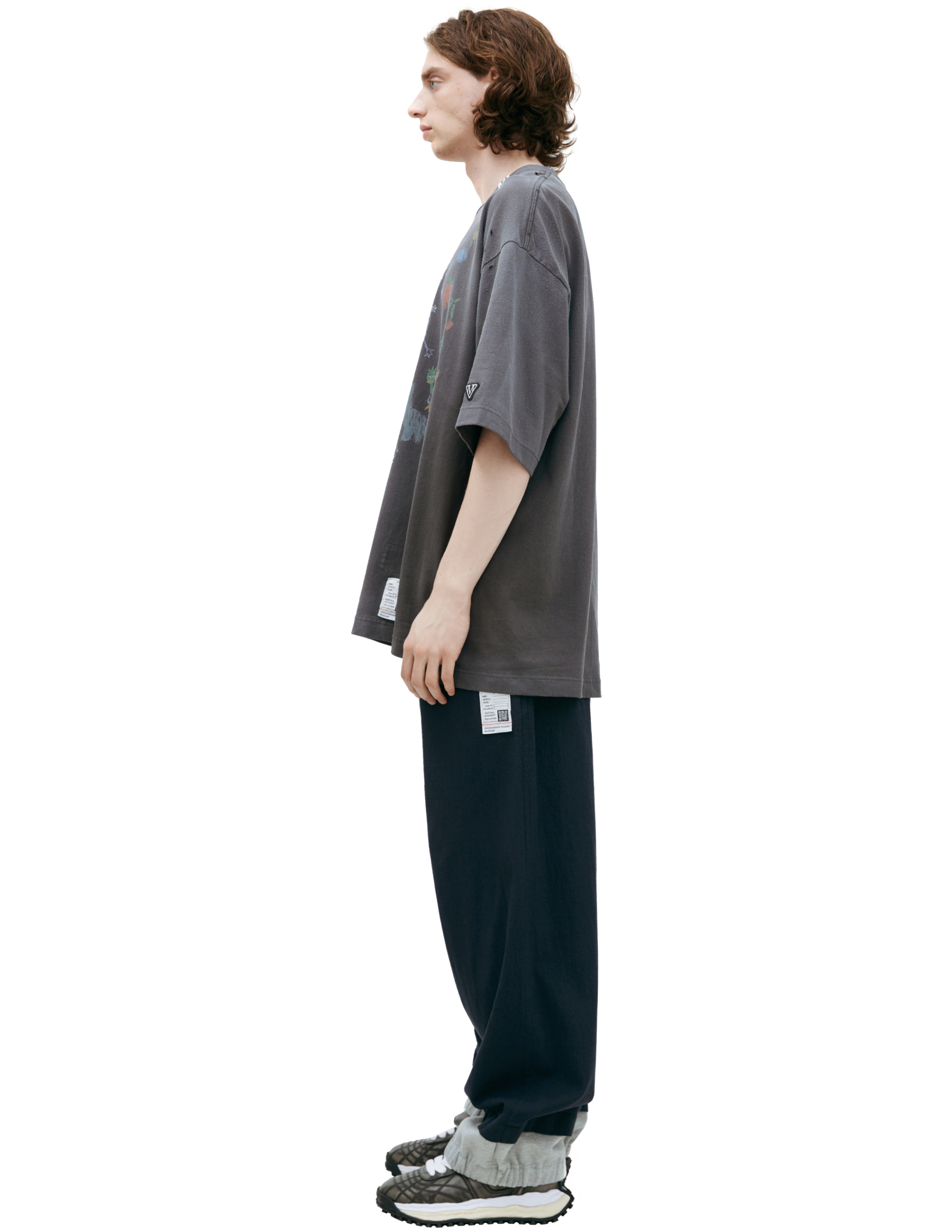 Maison Mihara Yasuhiro Футболка-J16TS831 в детских рисунках,серая