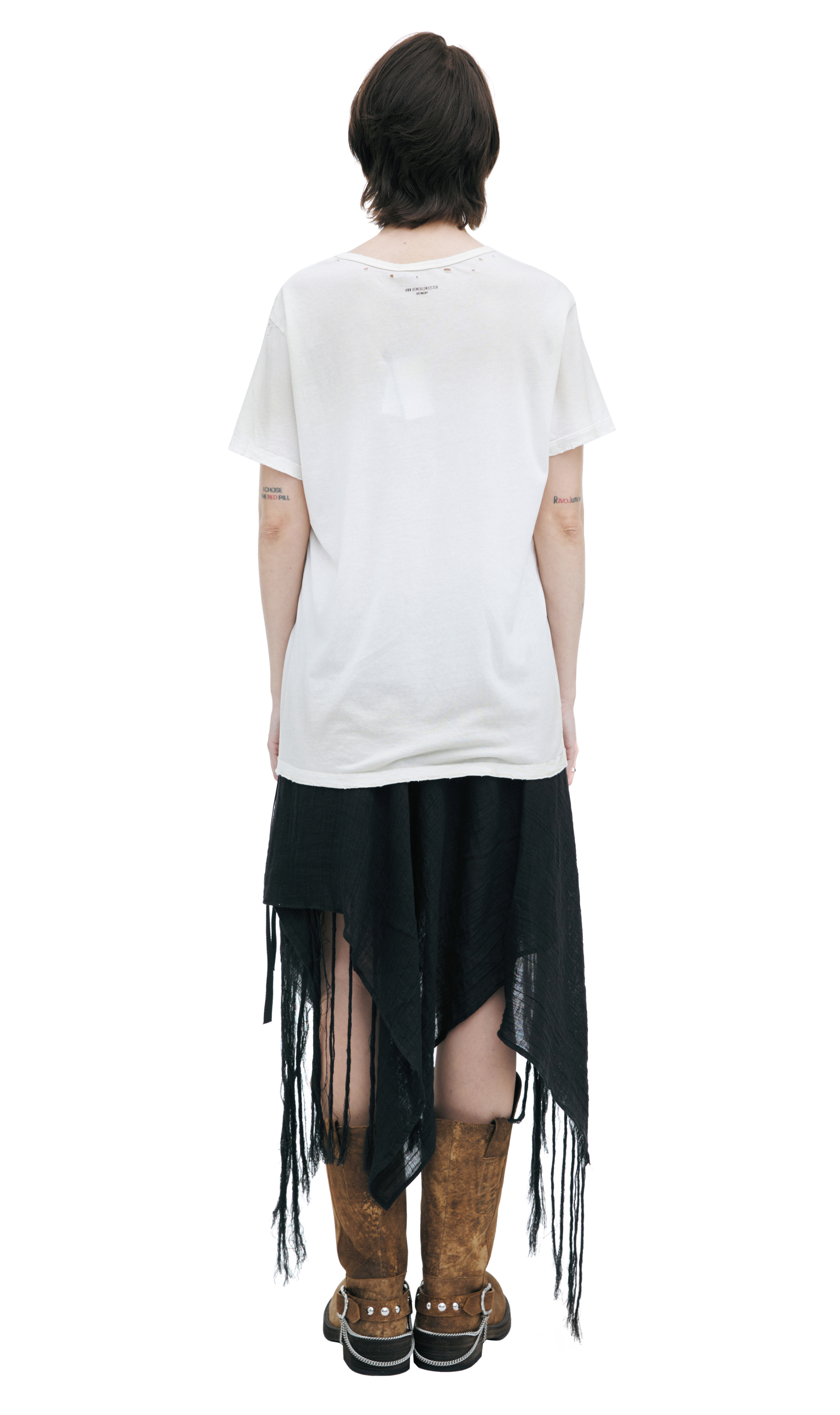 Ann Demeulemeester A short white t-shirt with scuffs