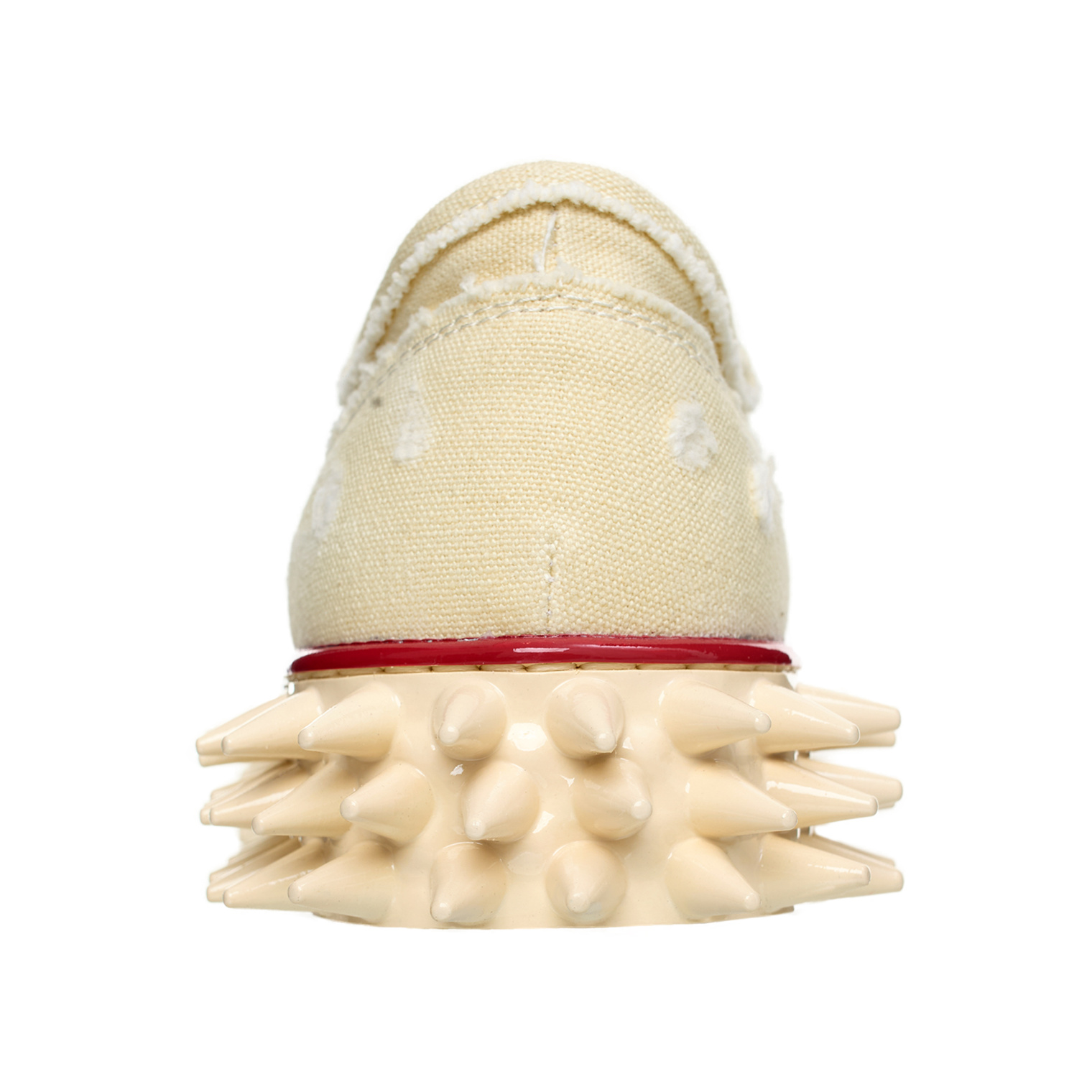 Buy Doublet men beige canvas spiky sneakers for $515 online on