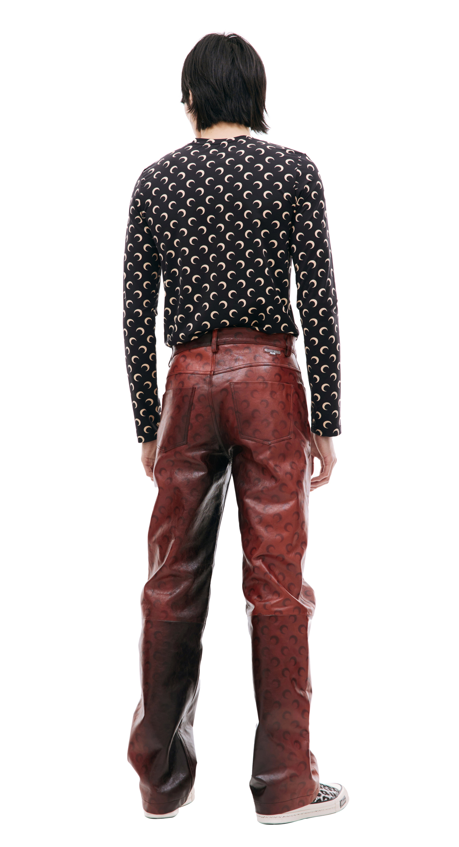 MARINE SERRE Logo Moon leather trousers