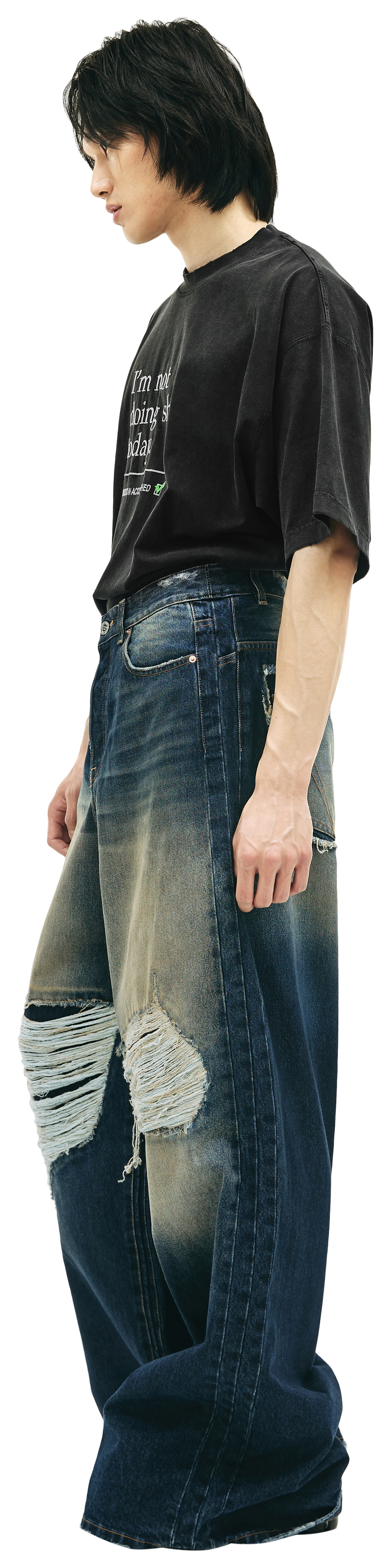 VETEMENTS Широкие джинсы с рваными коленями
