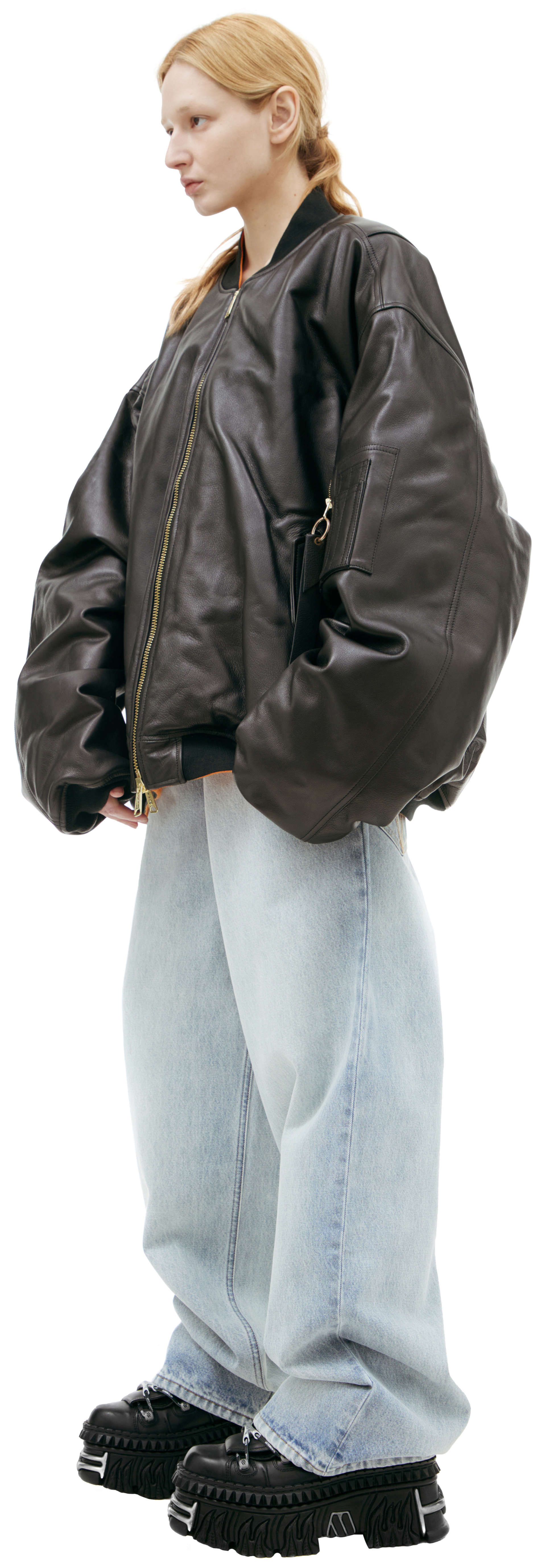 VETEMENTS Black leather bomber