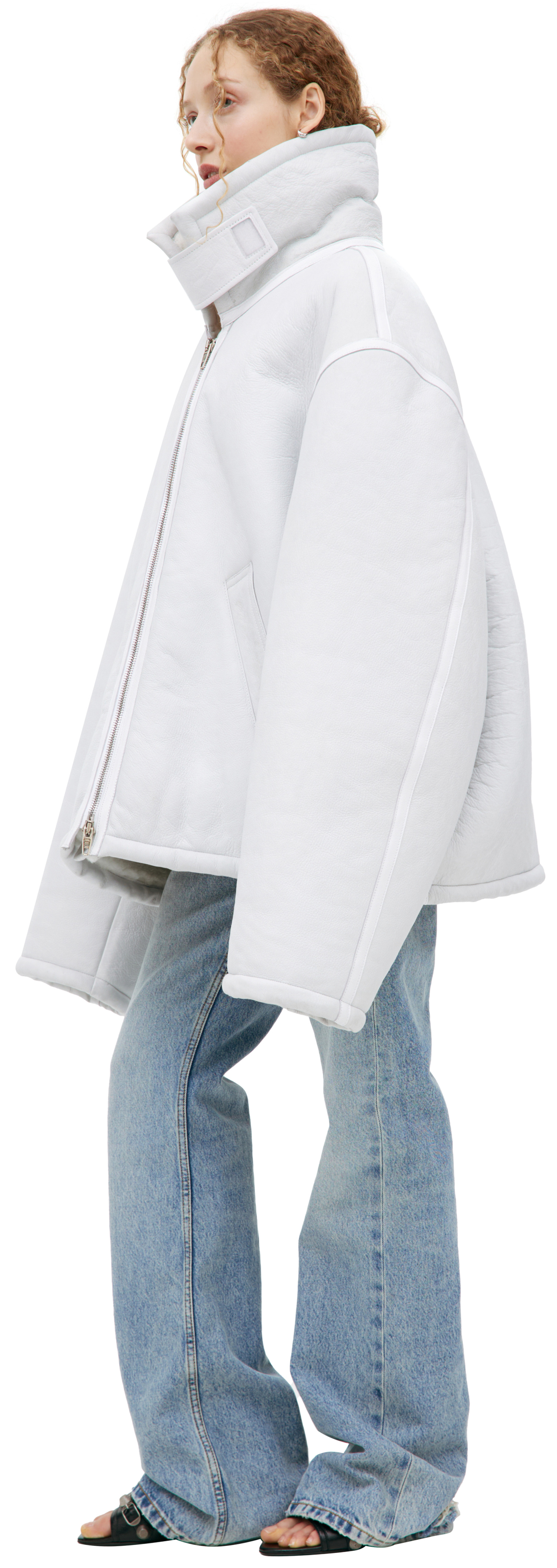 Balenciaga White leather sheepskin coat