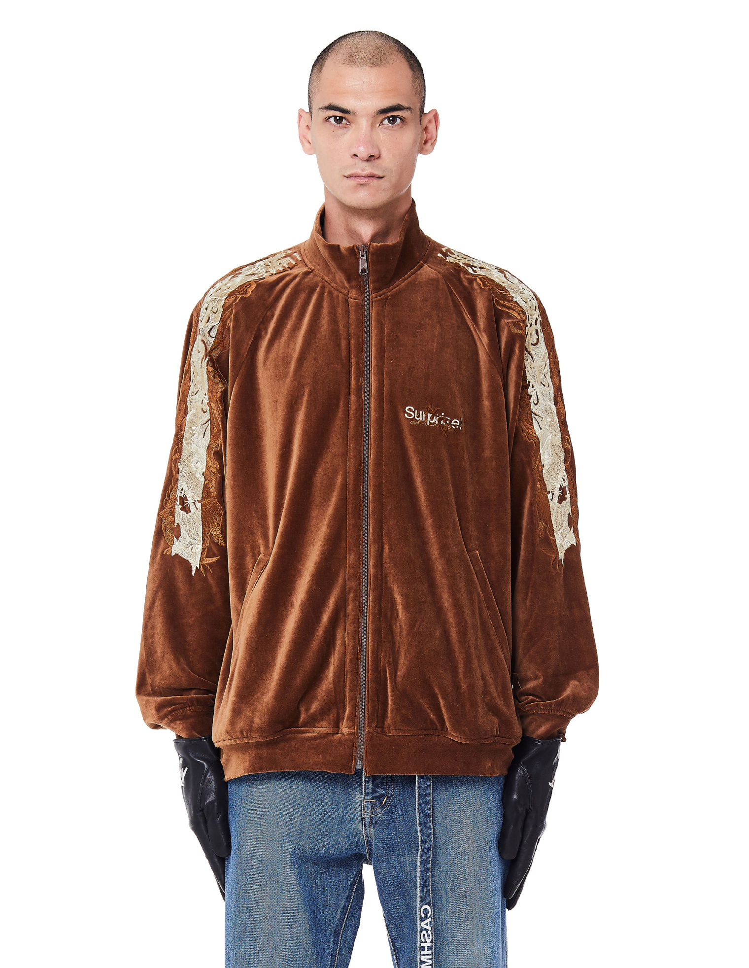 Doublet Brown Embroidered Velour Jacket