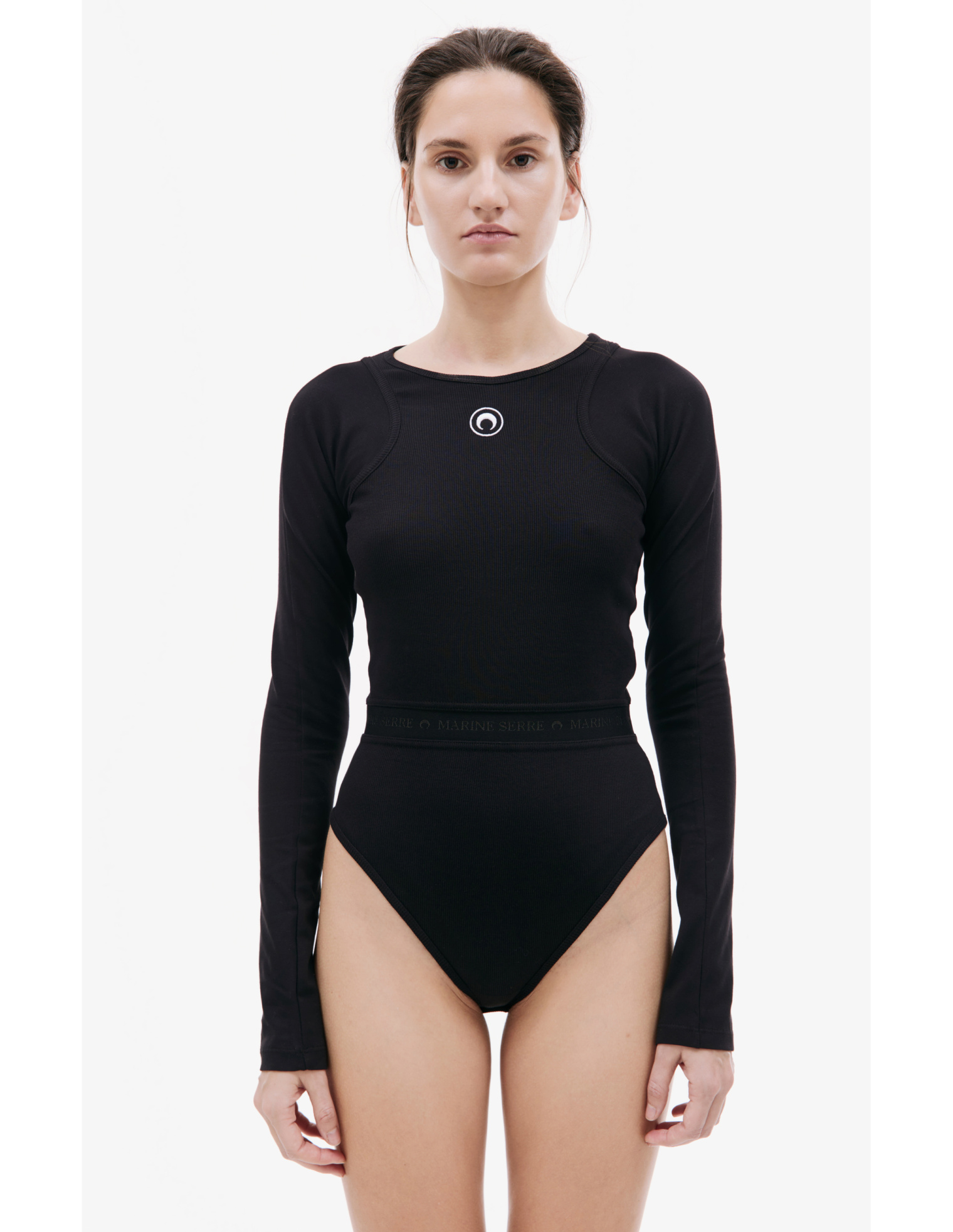 Buy MARINE SERRE men black embroidered bodysuit for $224 online on