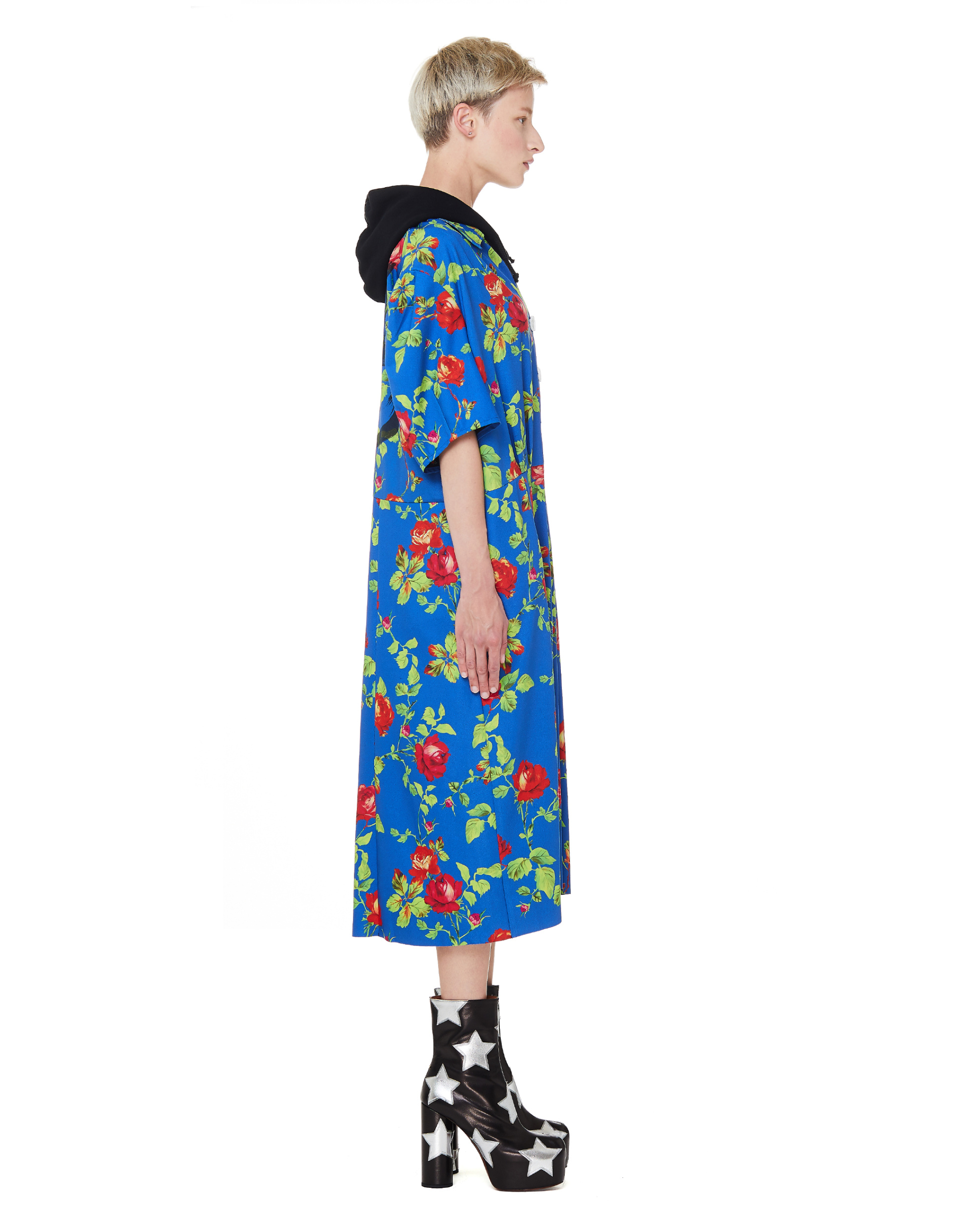 VETEMENTS Anarchy Hooded Flower Printed Dress