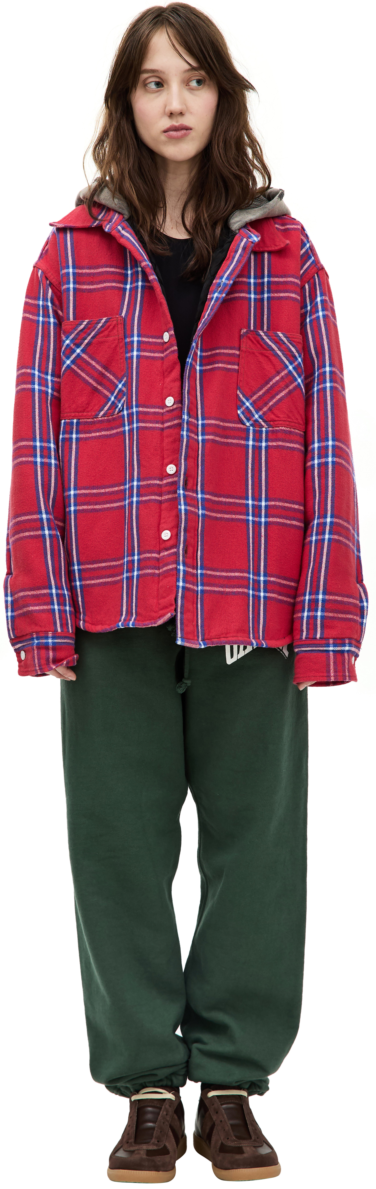 Saint Mxxxxxx Hooded plaid shirt