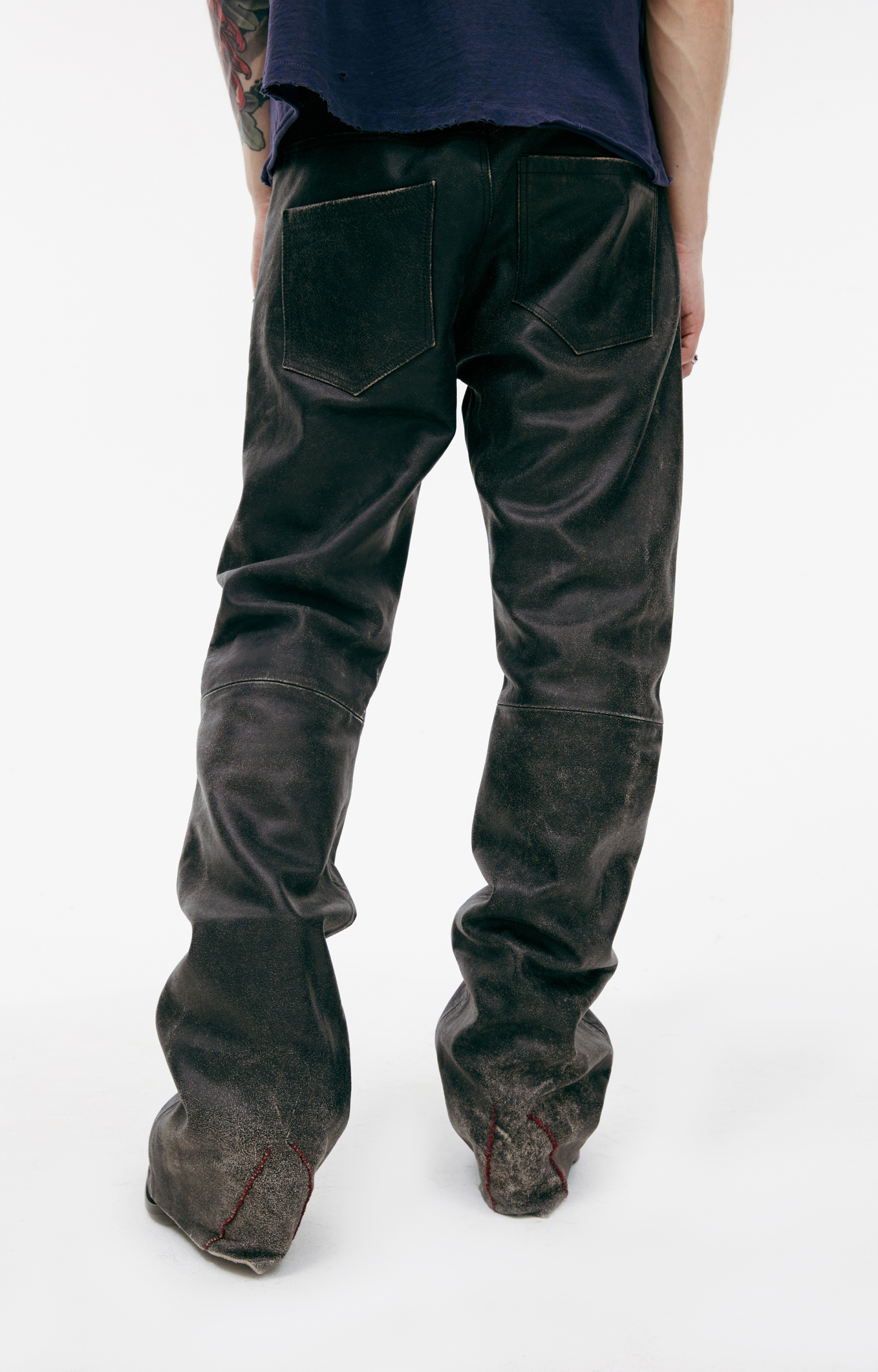 Enfants Riches Deprimes Leather trousers with stitching