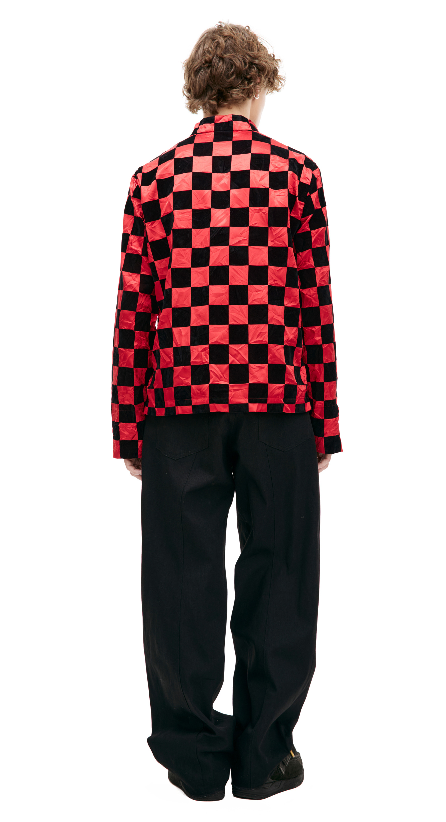 Comme des Garcons Checkered jacket with stand-up collar