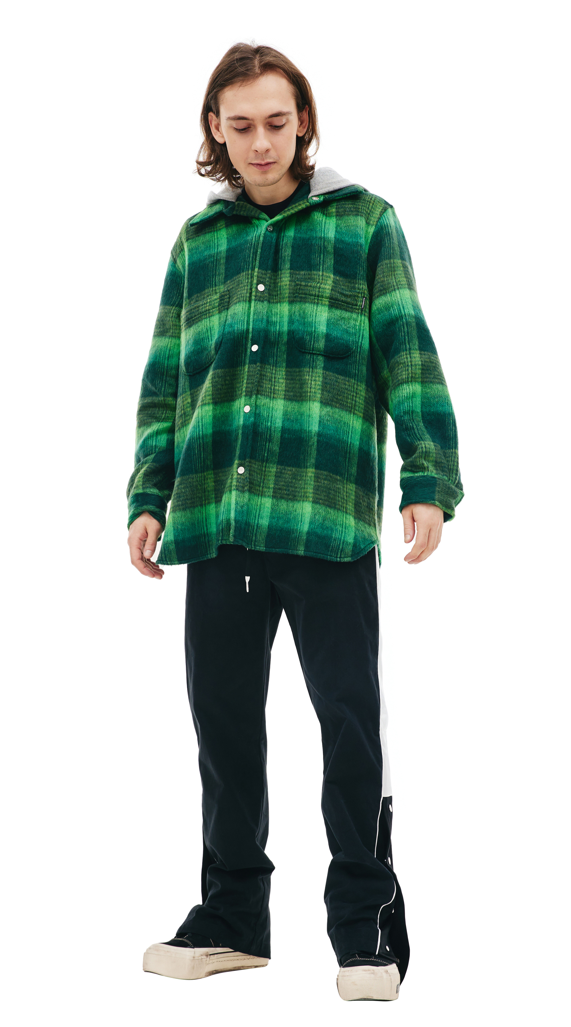Nahmias Check hooded shirt