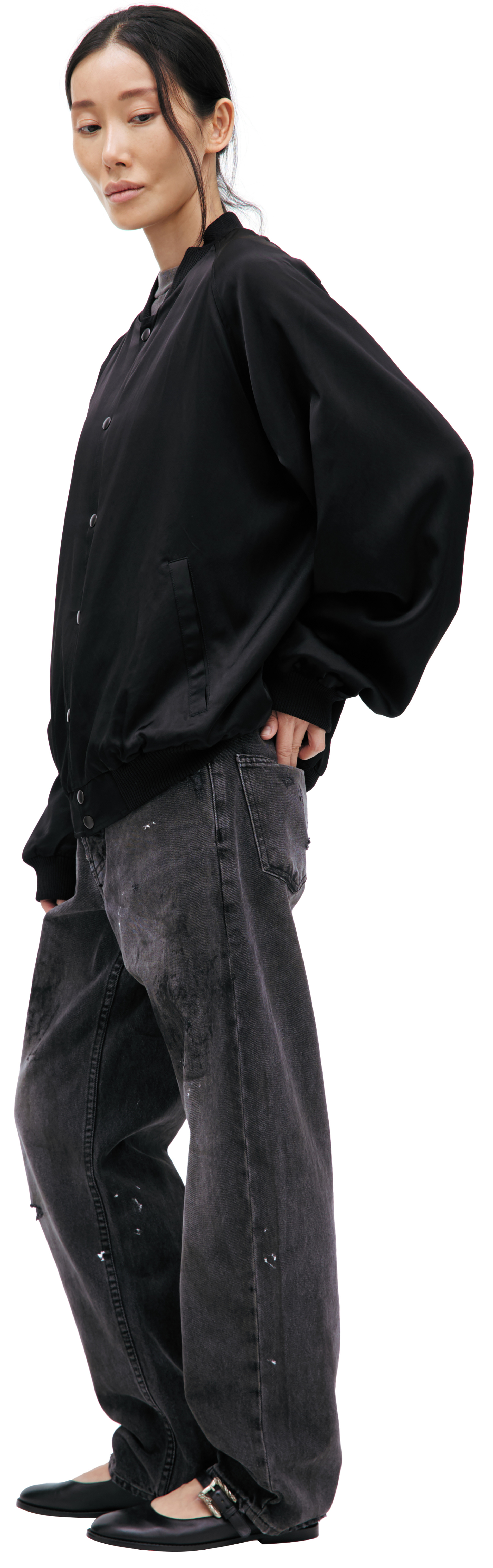 Saint Mxxxxxx Black bomber jacket with buttons