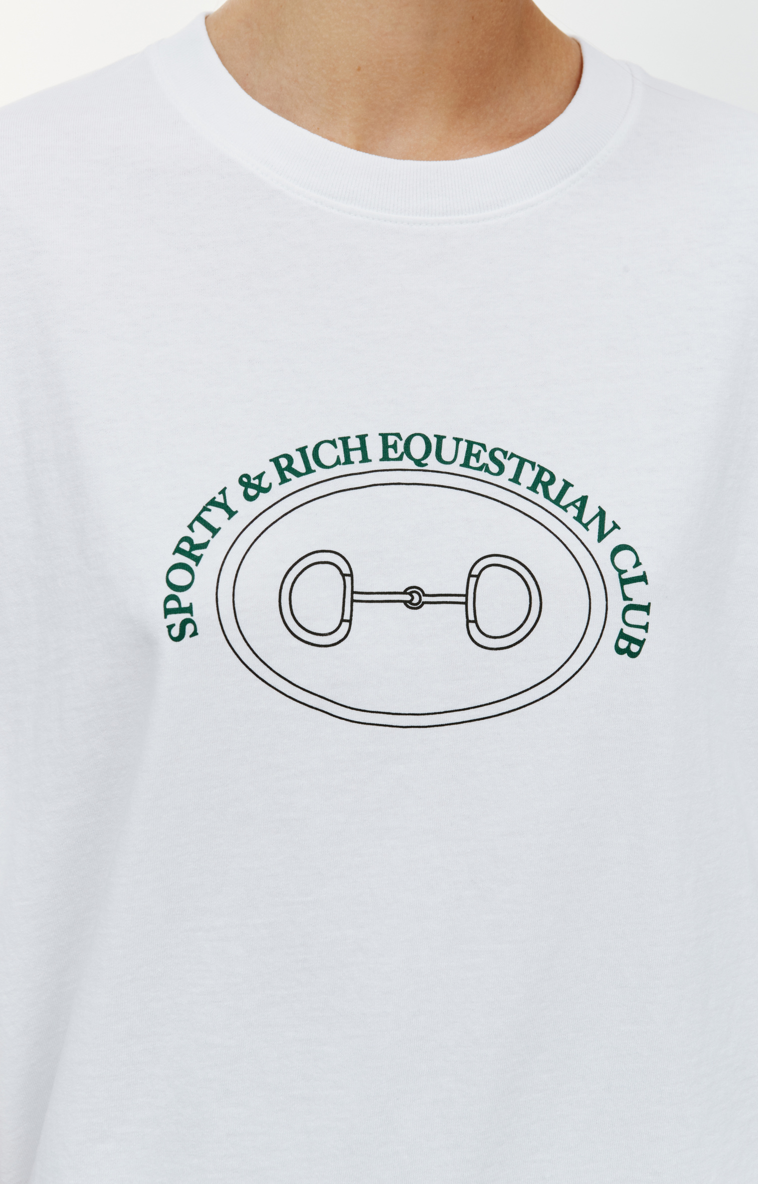 SPORTY & RICH Белая футболка с принтом Equestrian club
